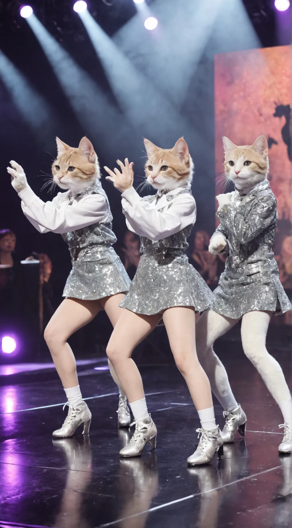 ai character: K-pop kittens 🇰🇷🎤💜 background