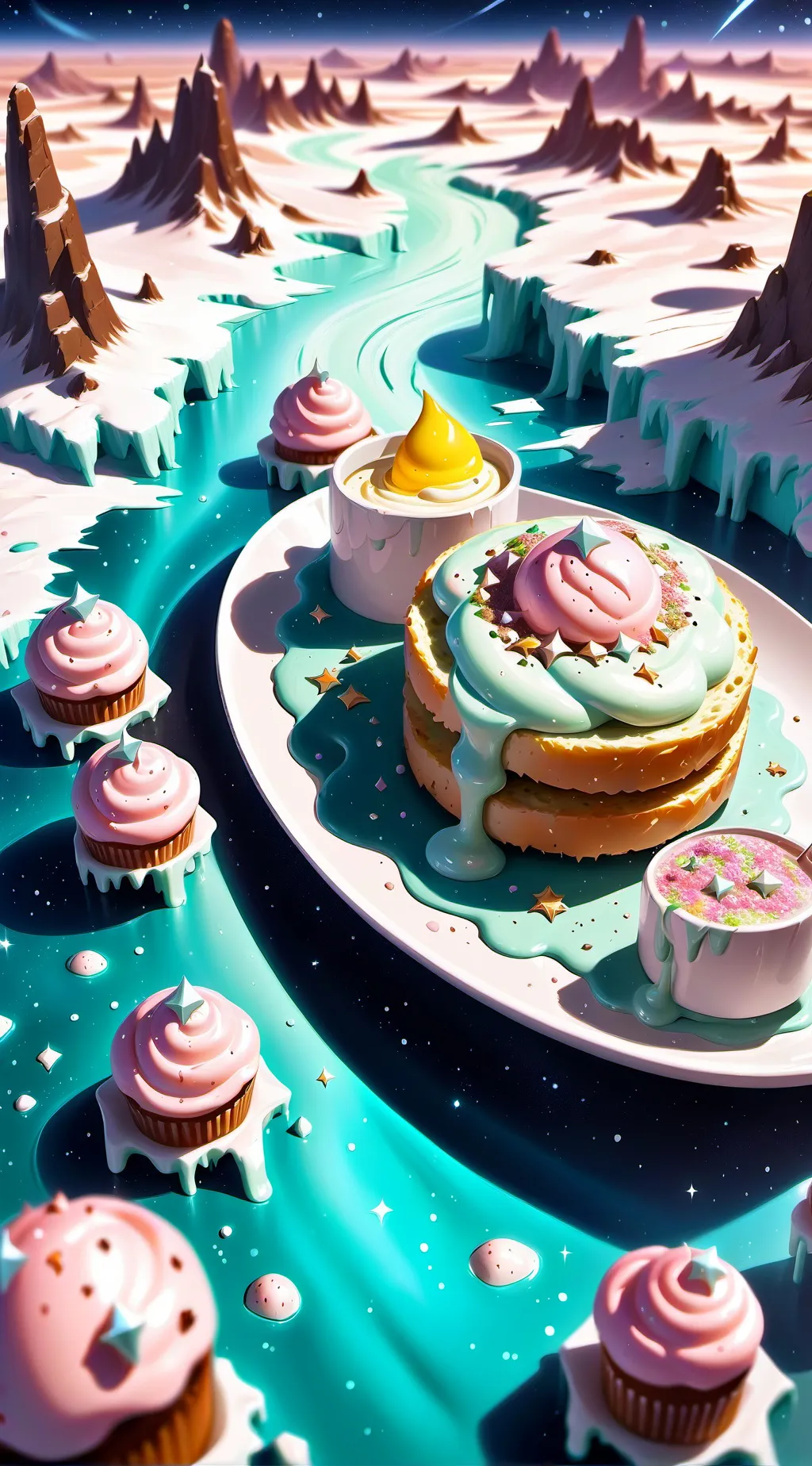 ai character: Food World.. background