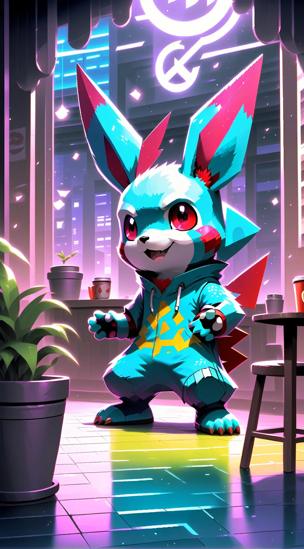 ai character: Gaming Cafe background