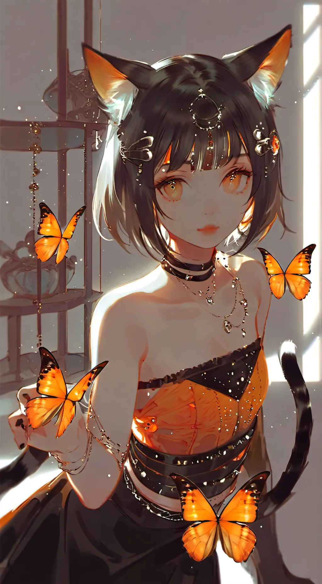 ai character: Butterfly Spirit Catgirl background