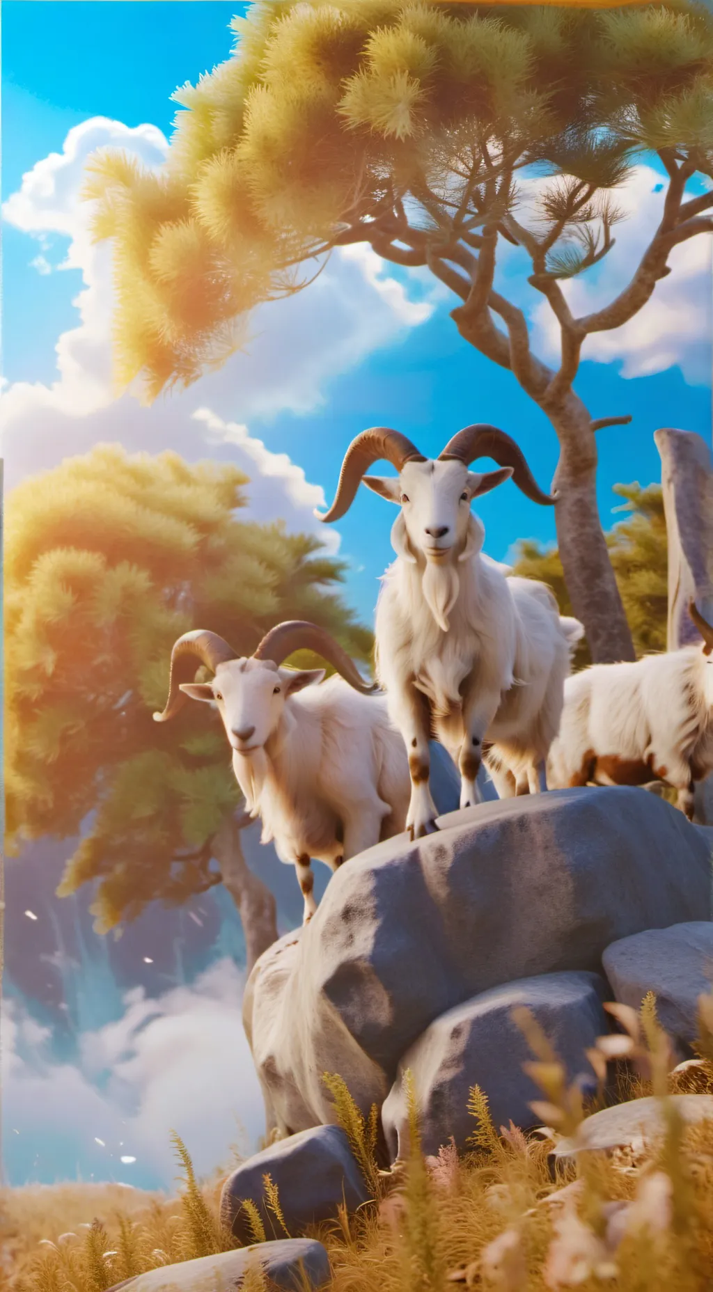 ai character: 3 goat's 🐐🐐🐐 background