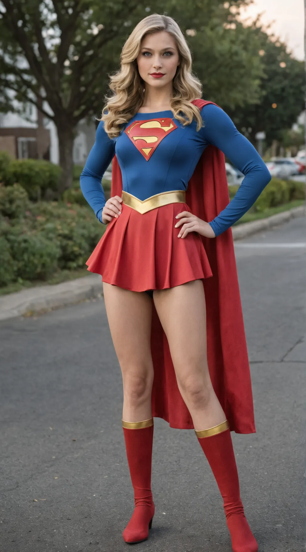 ai character: Bimbo Supergirl  background