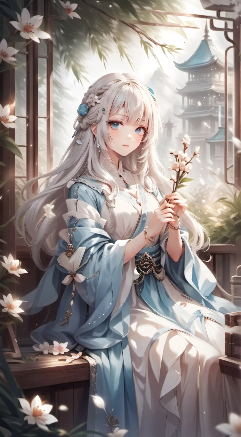 ai character: Shirayuri background