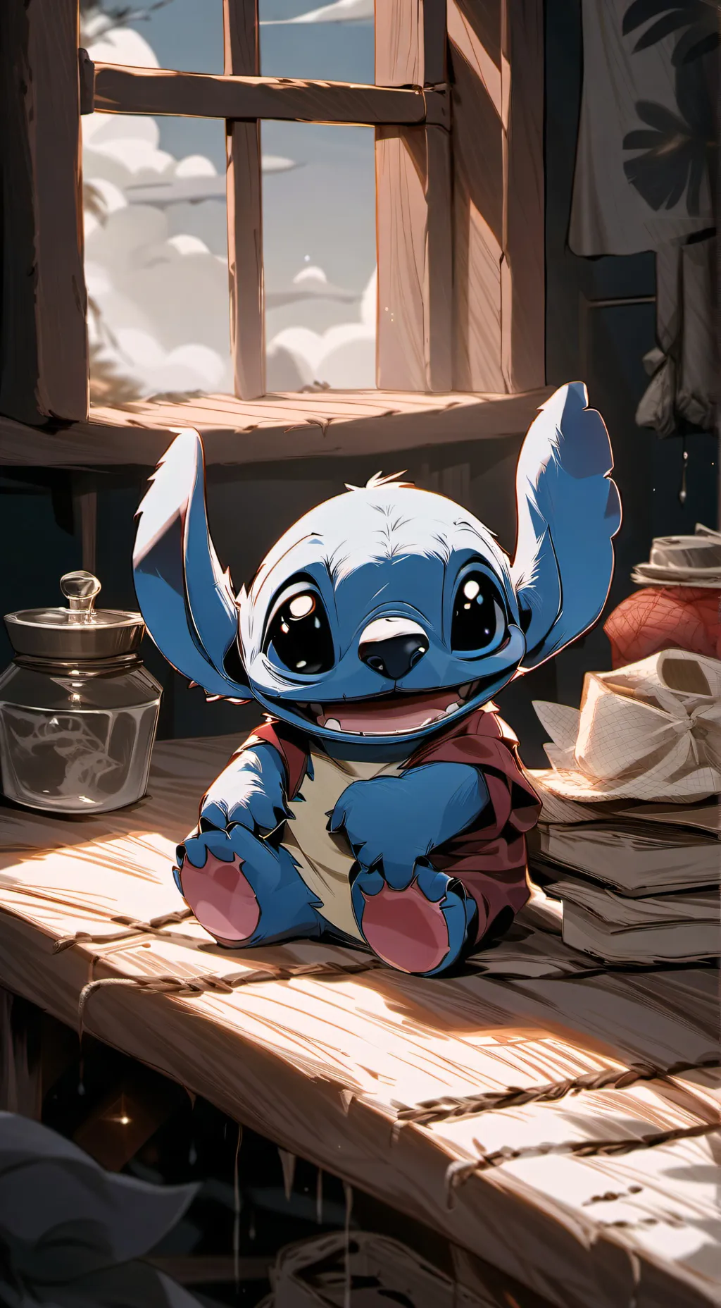ai character: Stitch  background