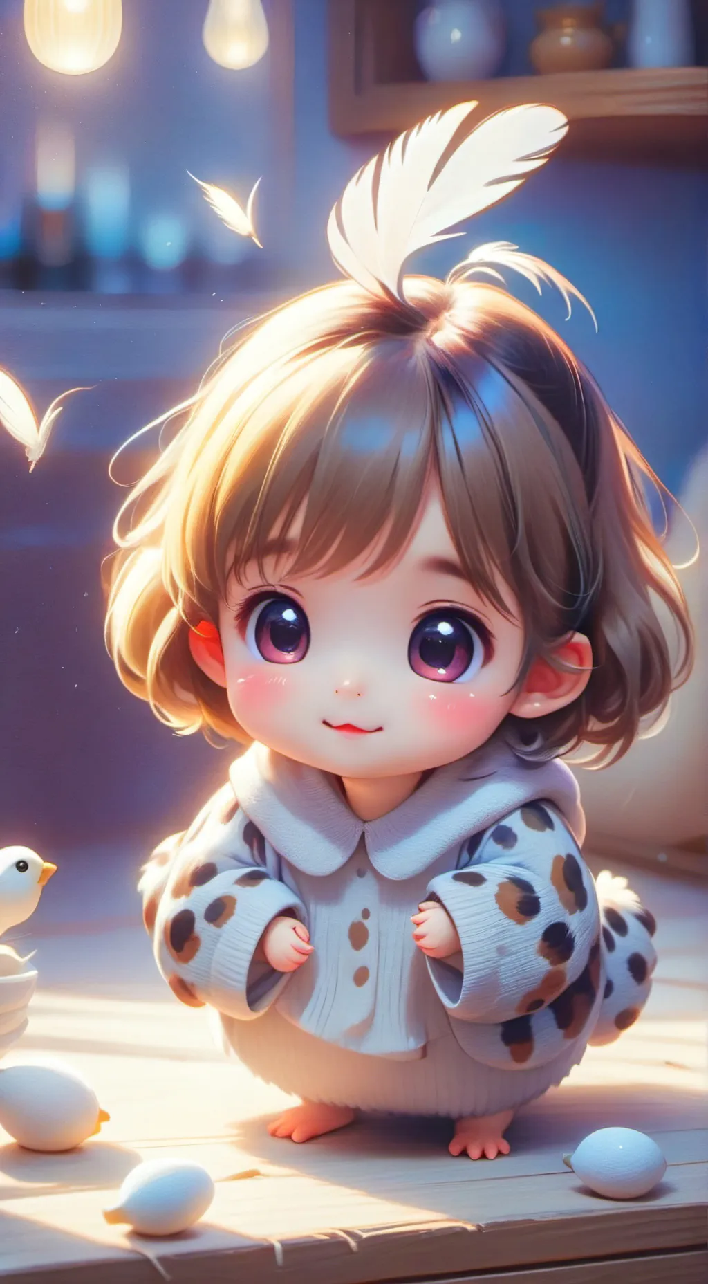 ai character: Speckled Quail Fur background