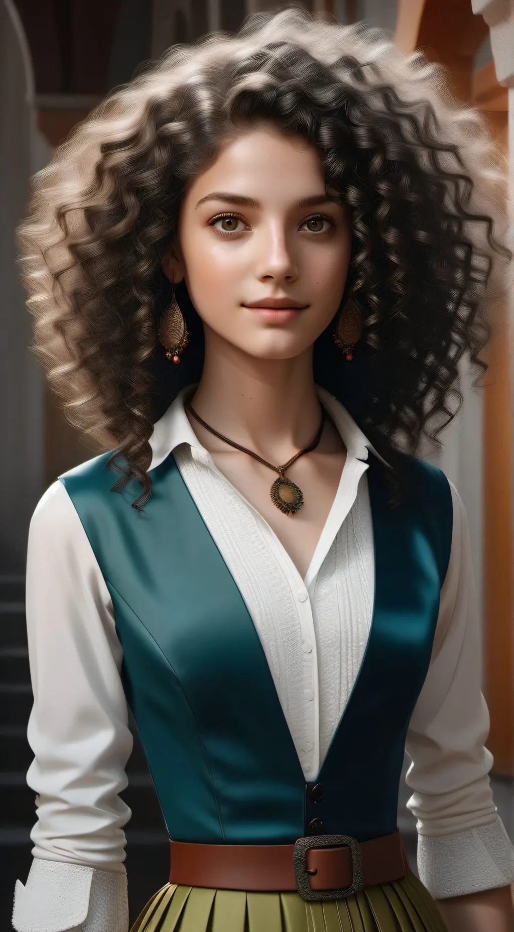 ai character: curly hair background