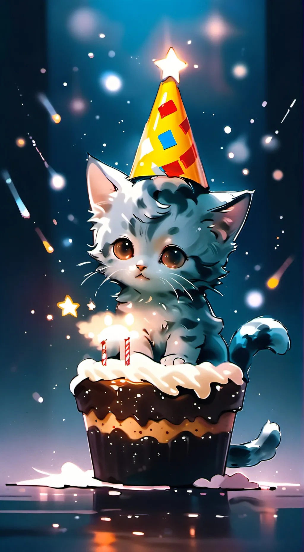 ai character: Kitten birthday background