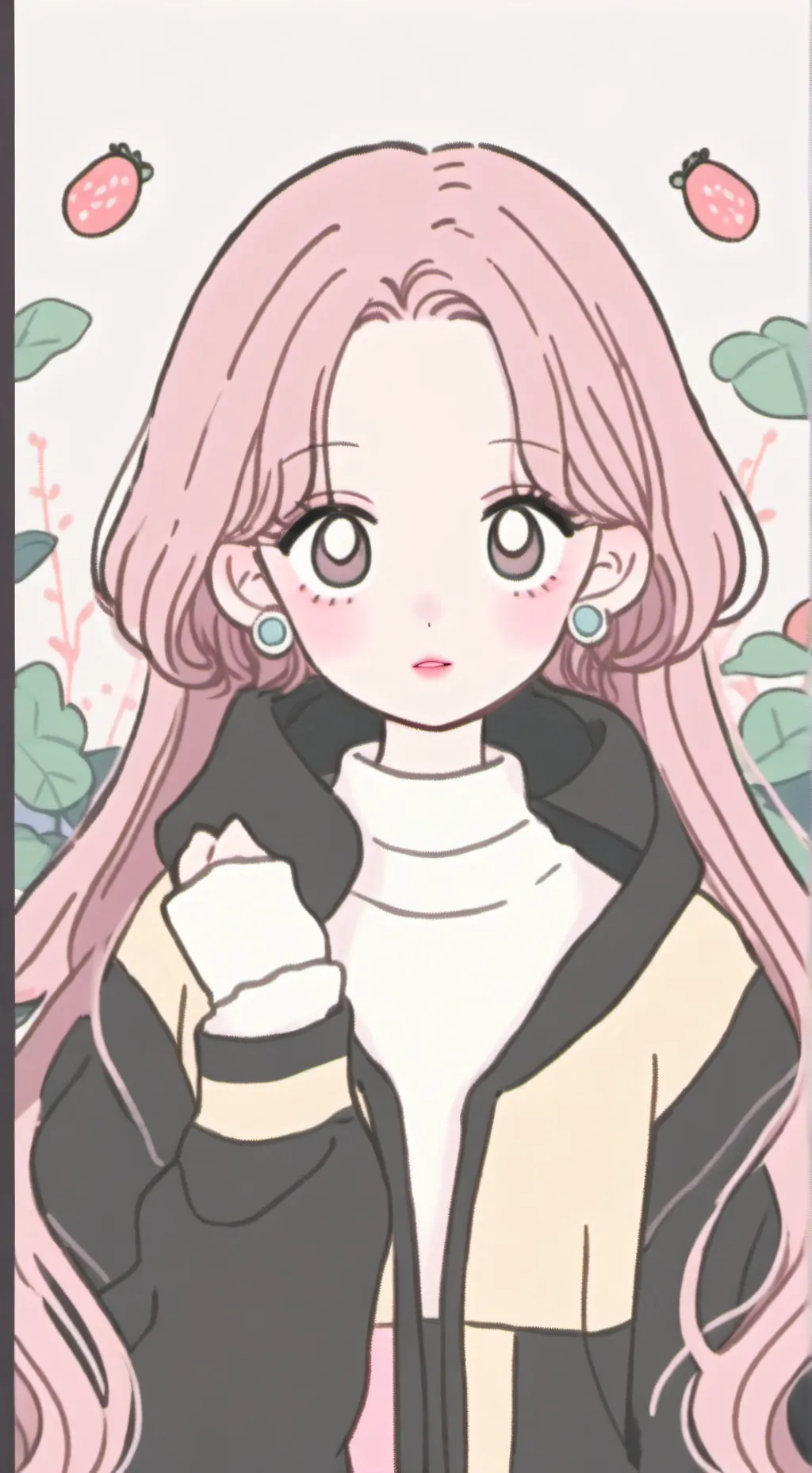 ai character: Strawberry background