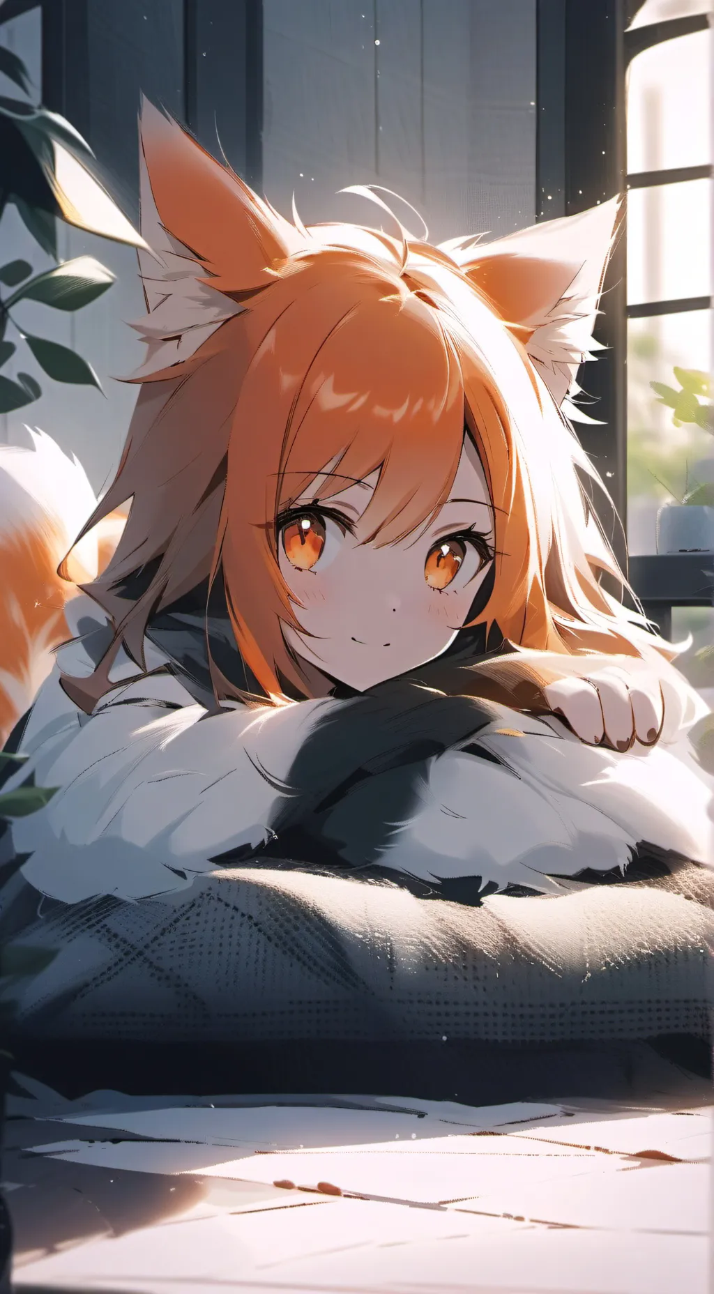 ai character: Orange Spirit Furry background