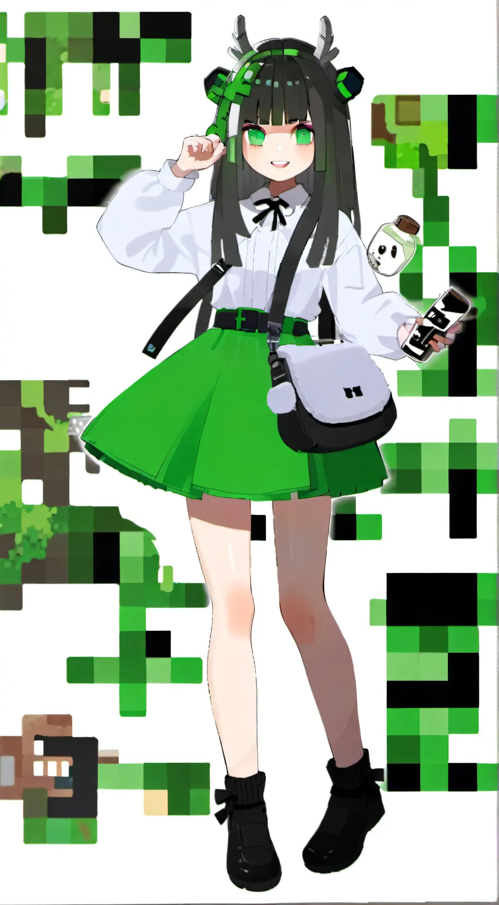 ai character: greenie background