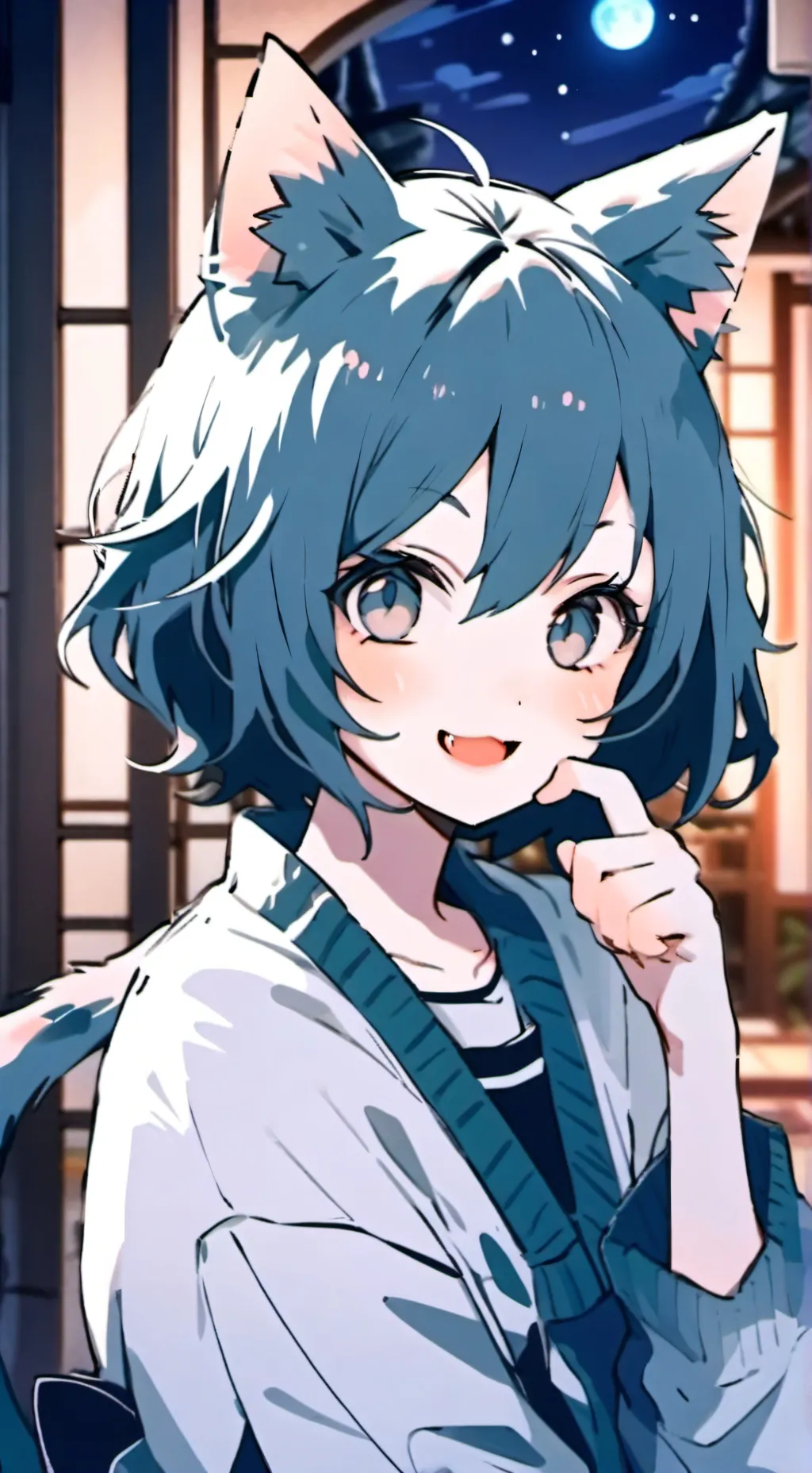 ai character: Lunafluff Catboy background