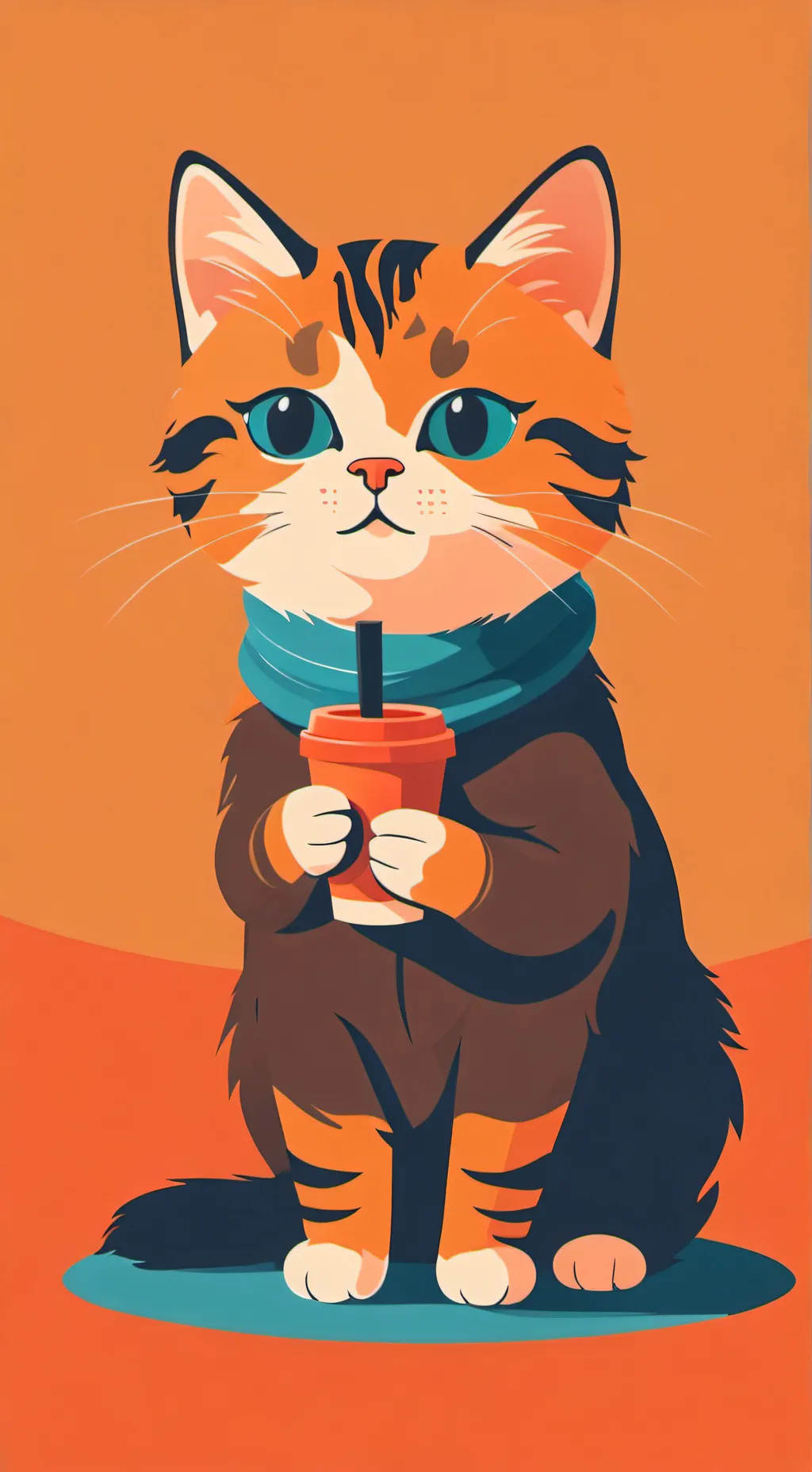 ai character: Kitty coffee background