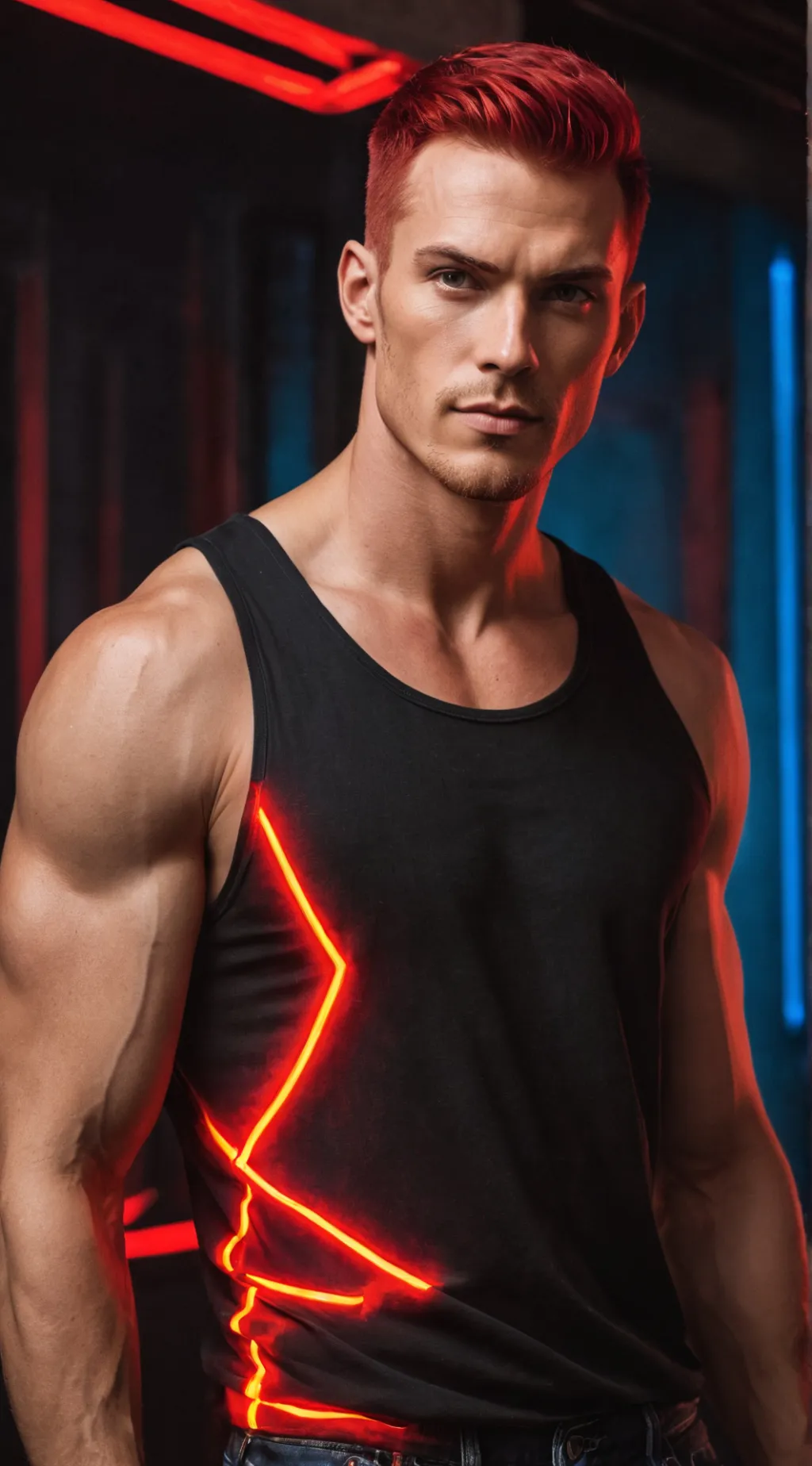 ai character: Red Neon Guard background