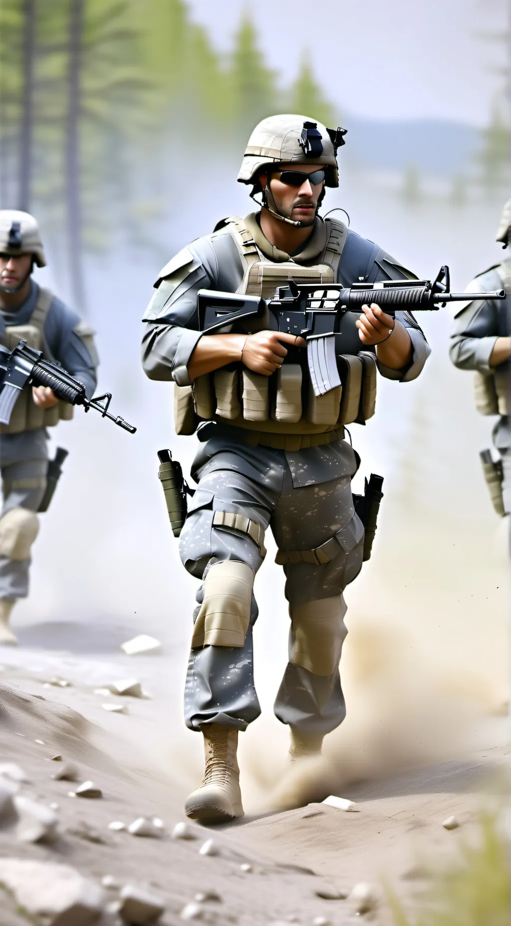 ai character: Us army vs Russia  background
