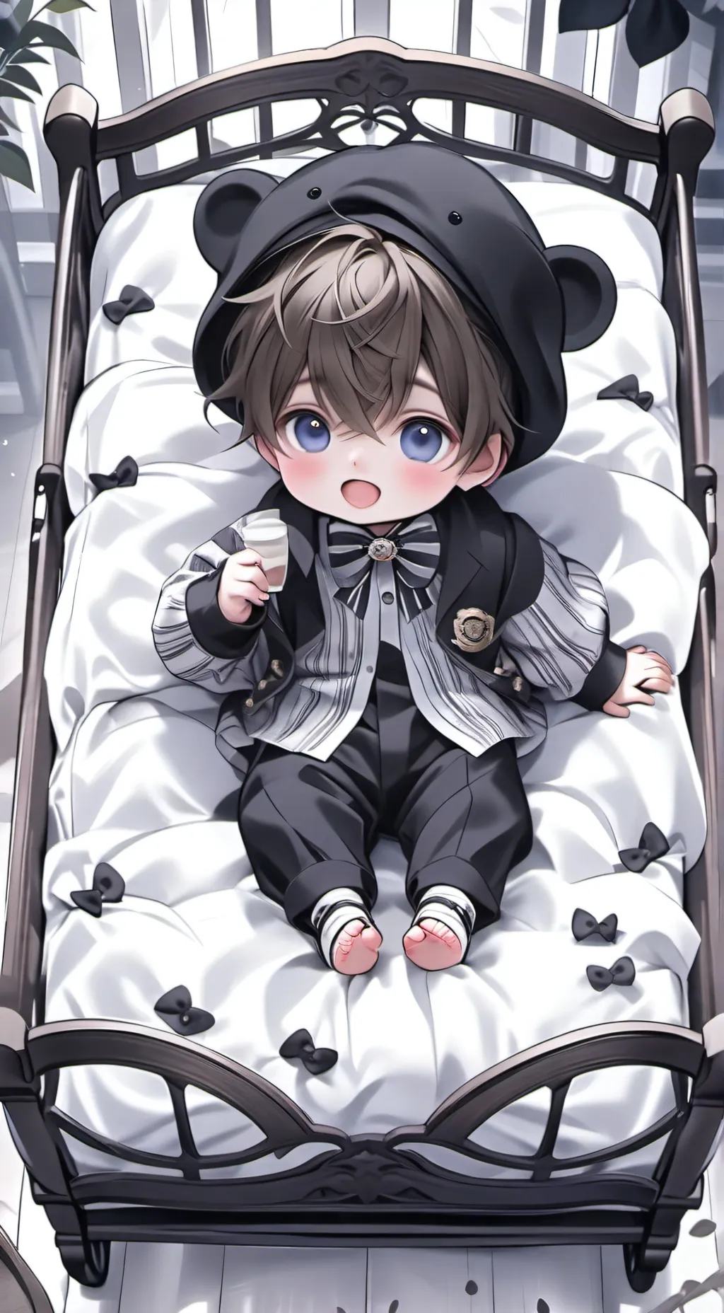 ai character: very cute baby :)) background