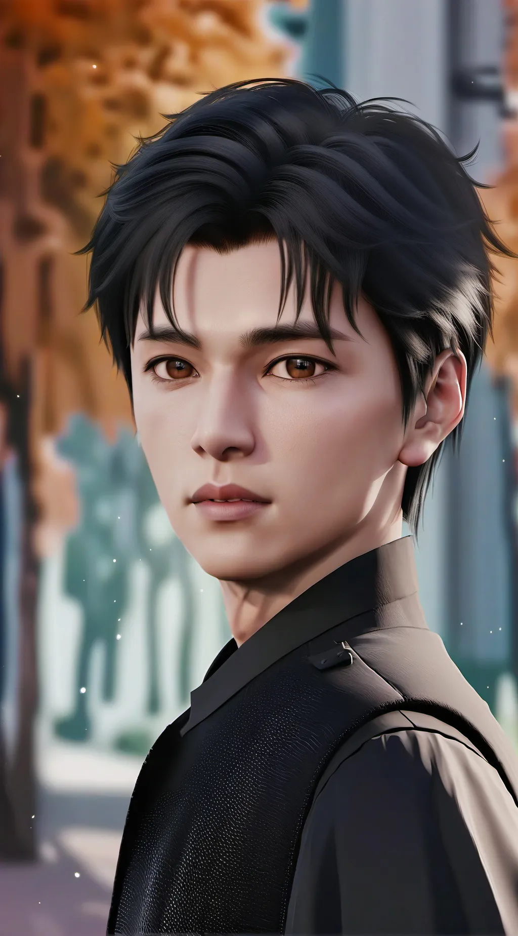 ai character: someone is looking background