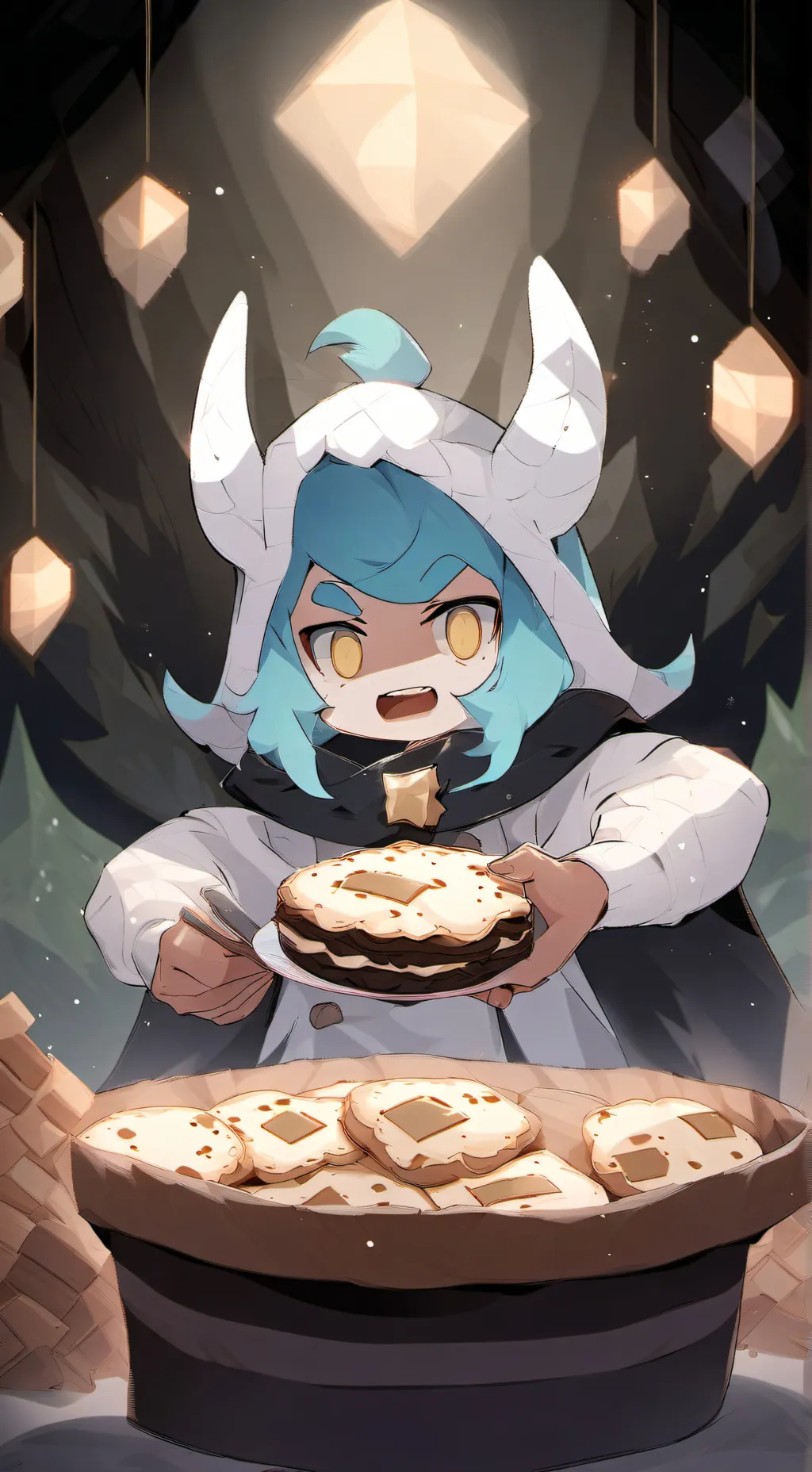 ai character: Shadow milk cookie background