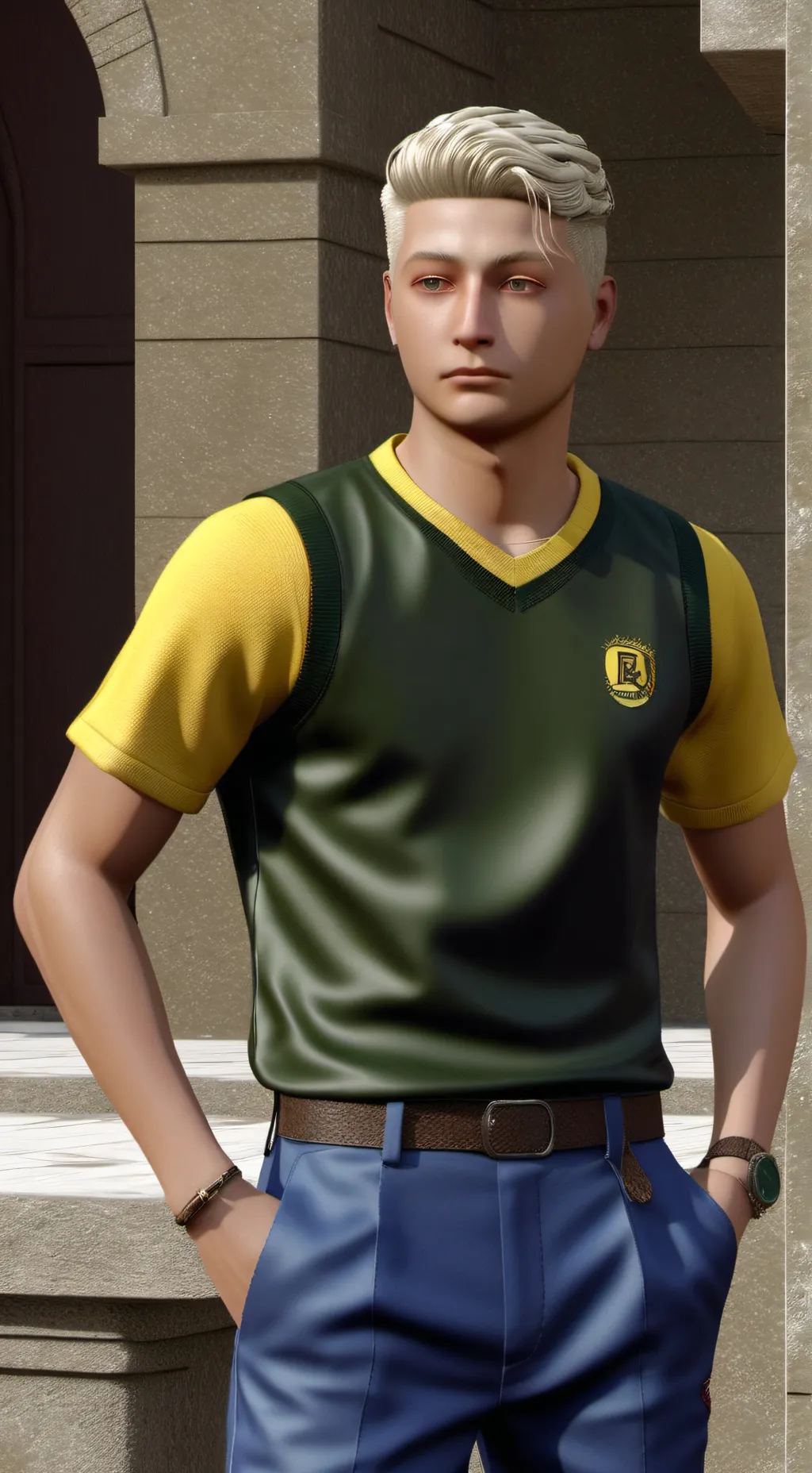 ai character: Andrea La Coste  background