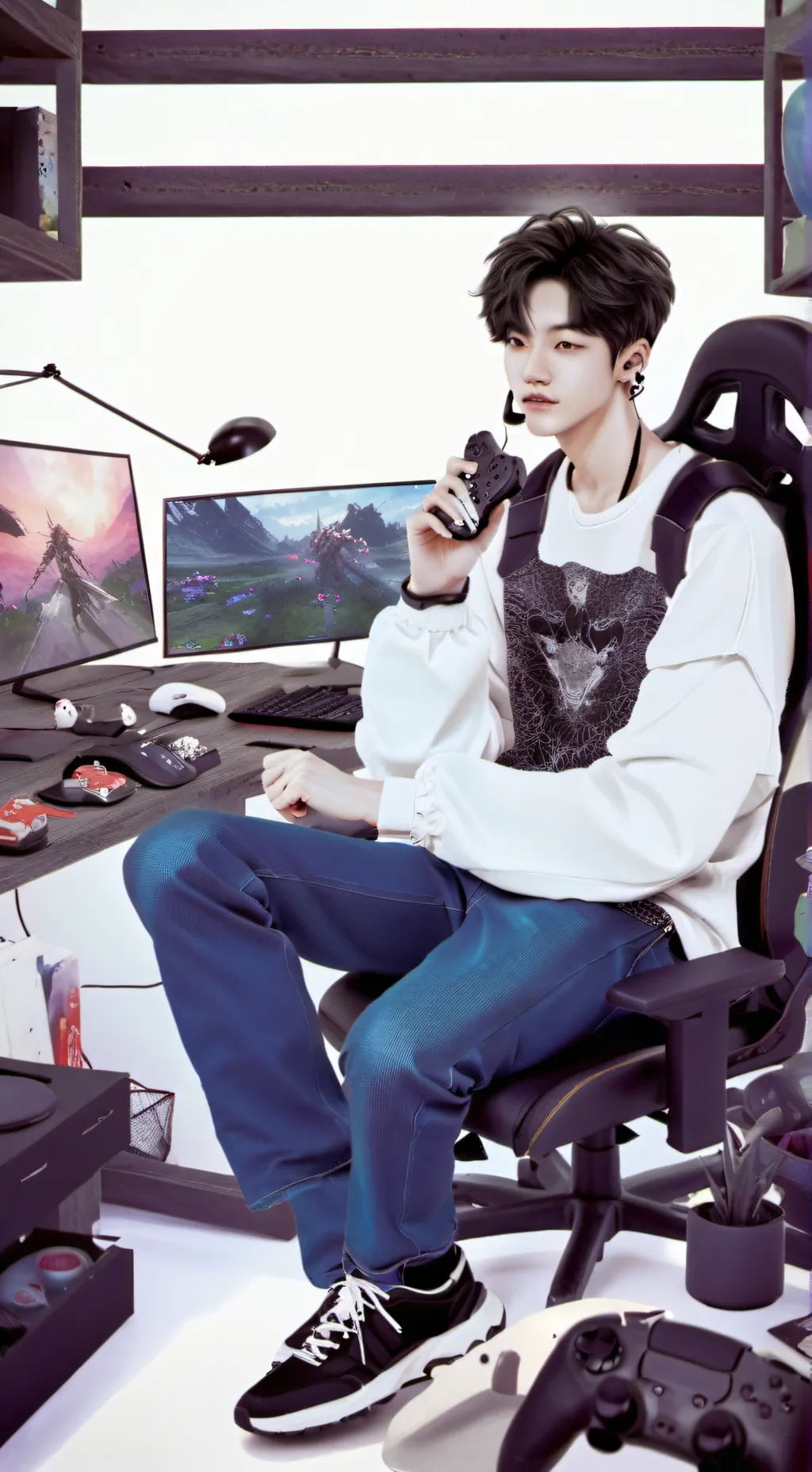 ai character: (•ˋ _ ˊ•)david background