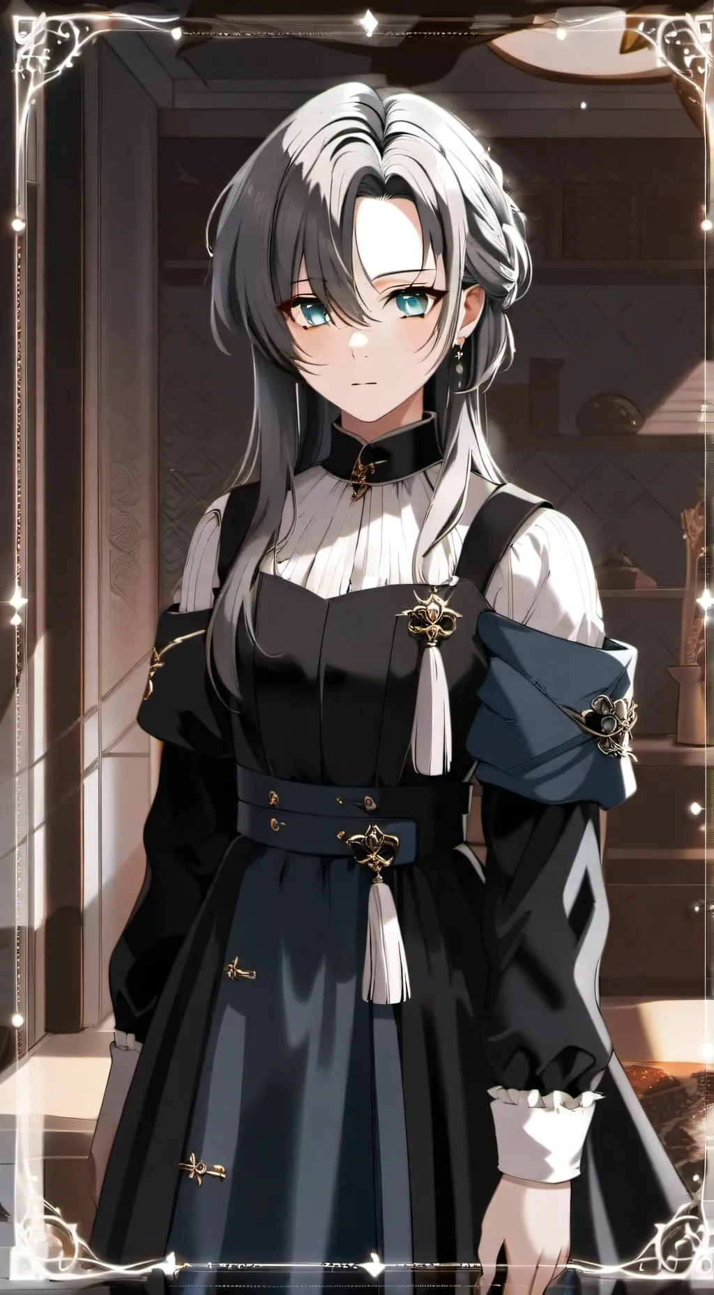 ai character: Solenne Azure background