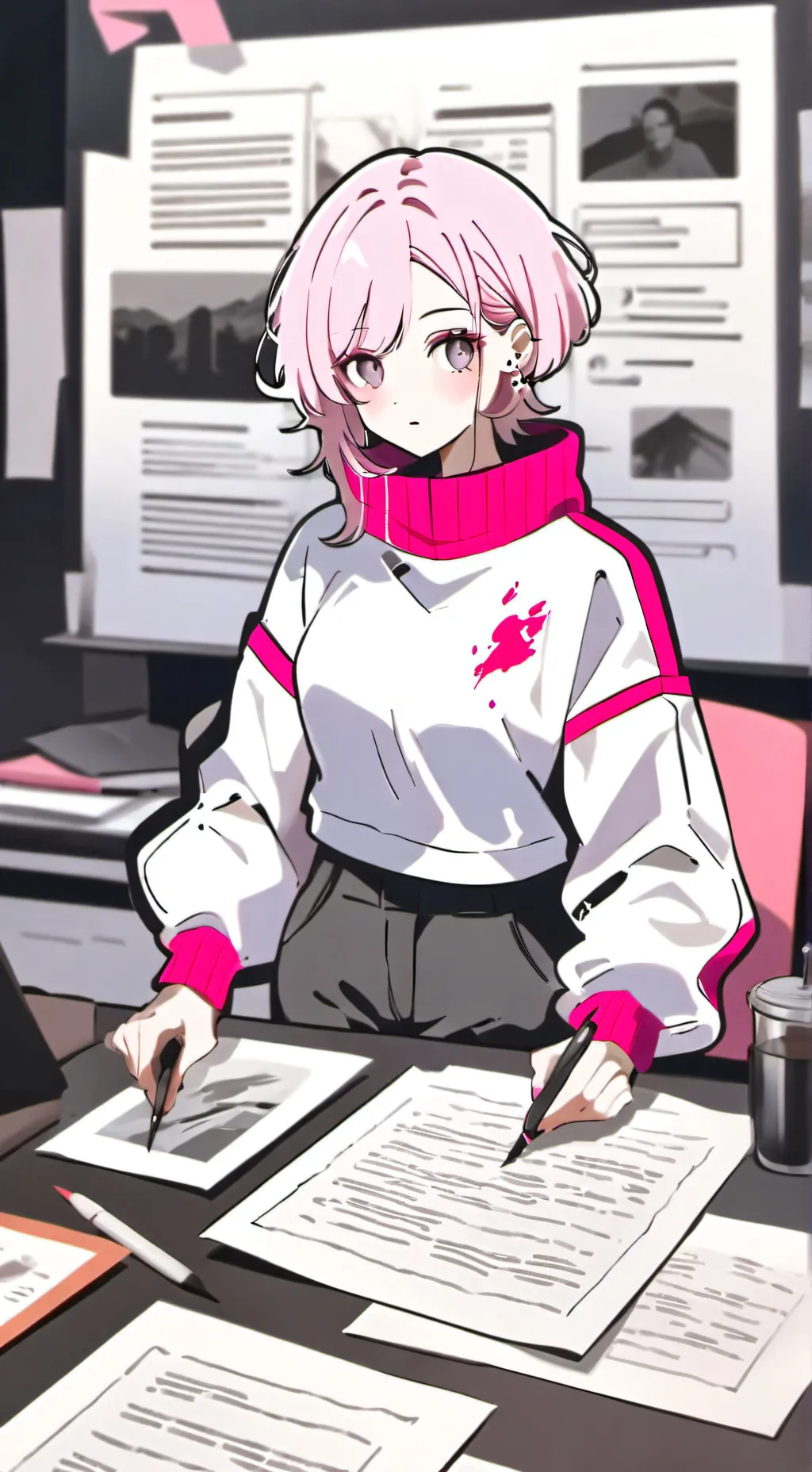 ai character: Stuck In A Paper background