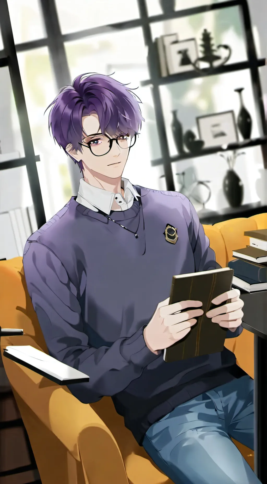 ai character: Purple background