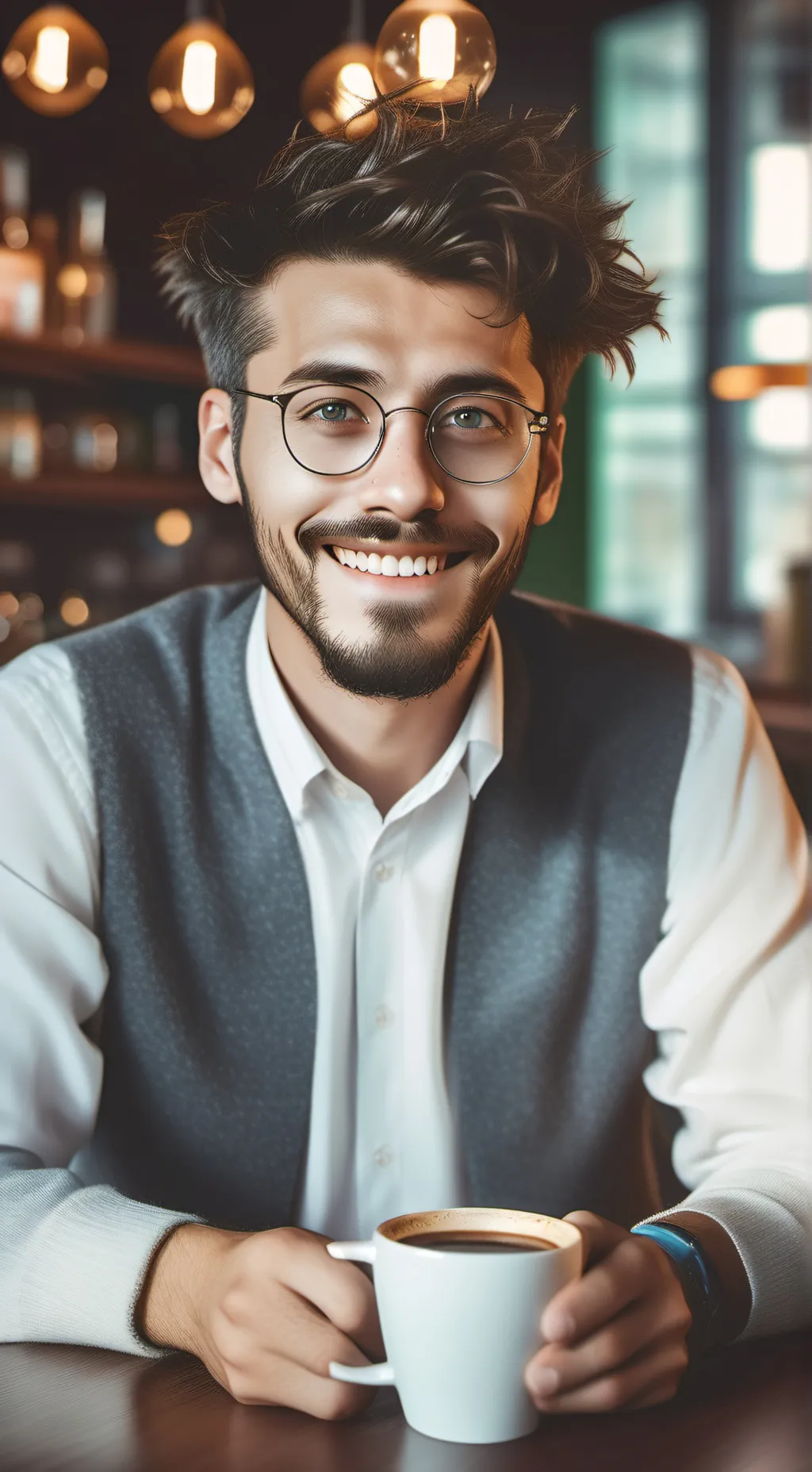 ai character: The Quantum Latte Theorist background