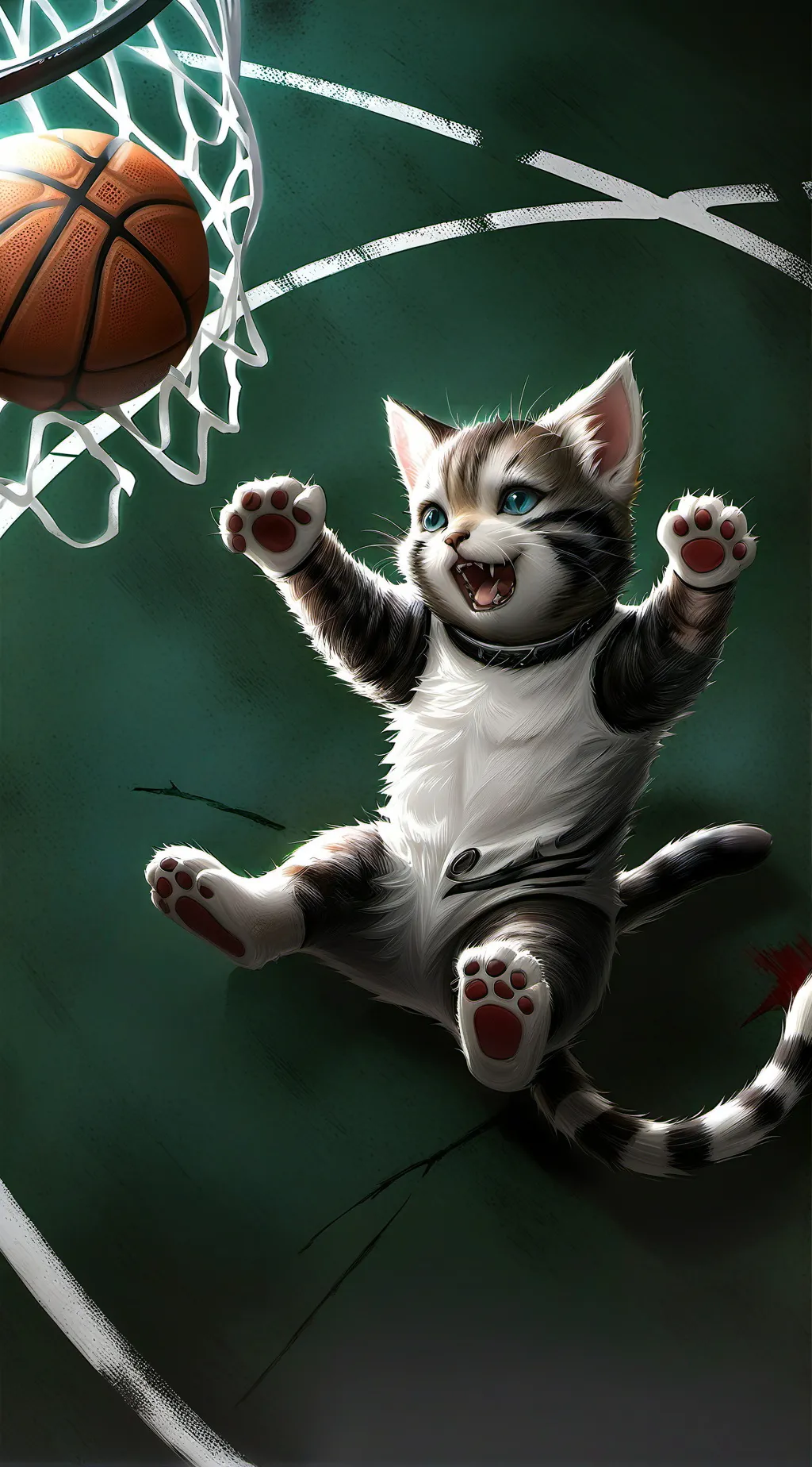 ai character: Basketball kitten background