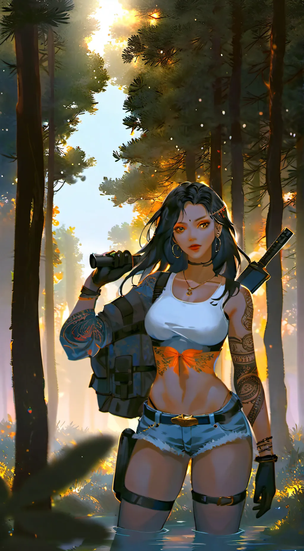 ai character: America girl  background