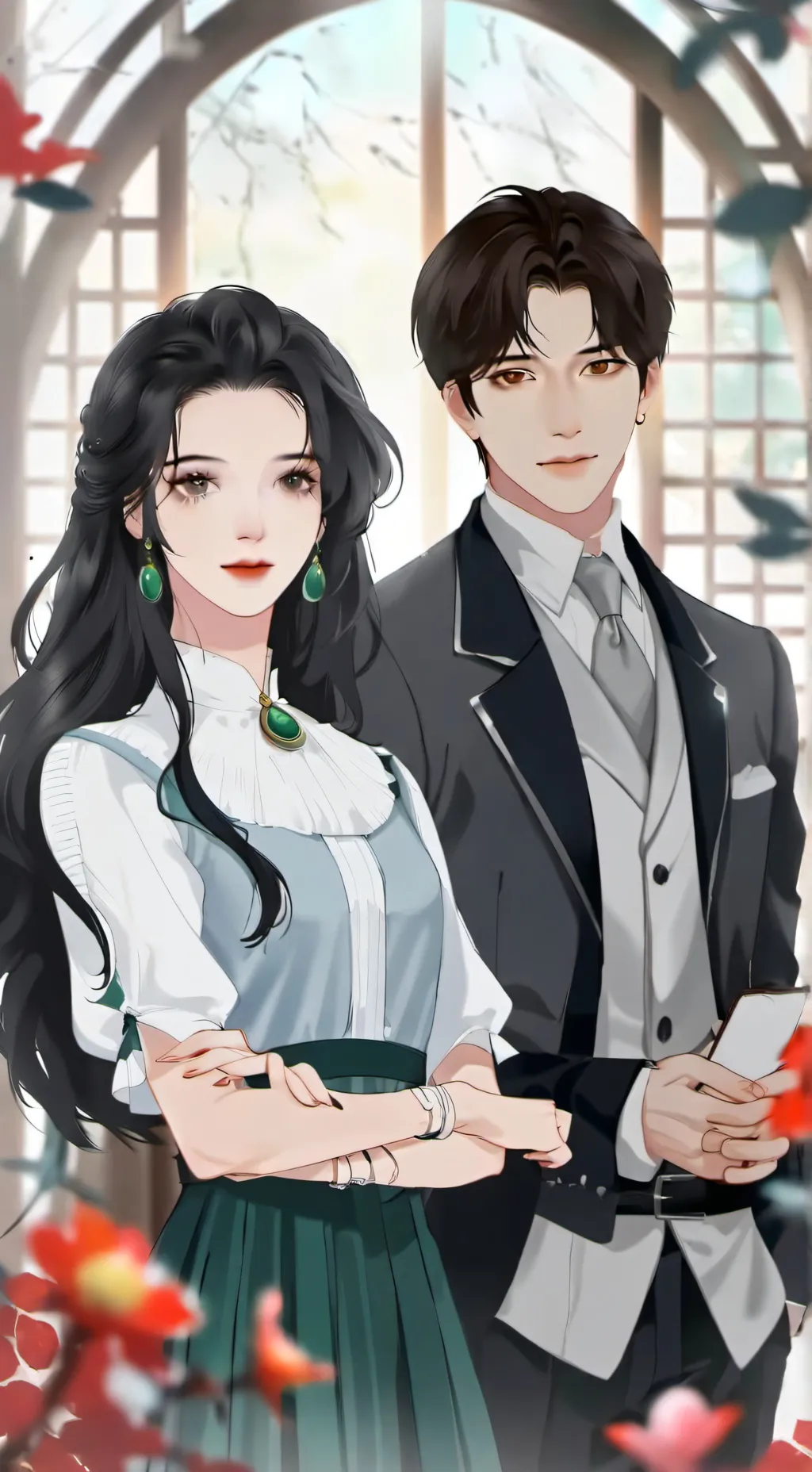 ai character: ana y Erick  background