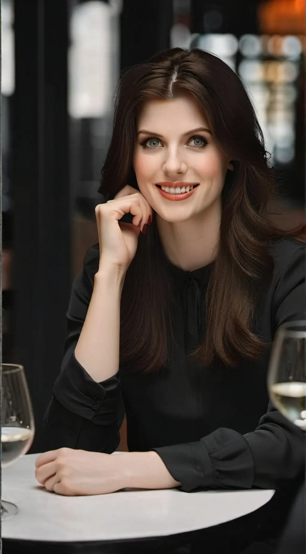 ai character: Alexandra Daddario background