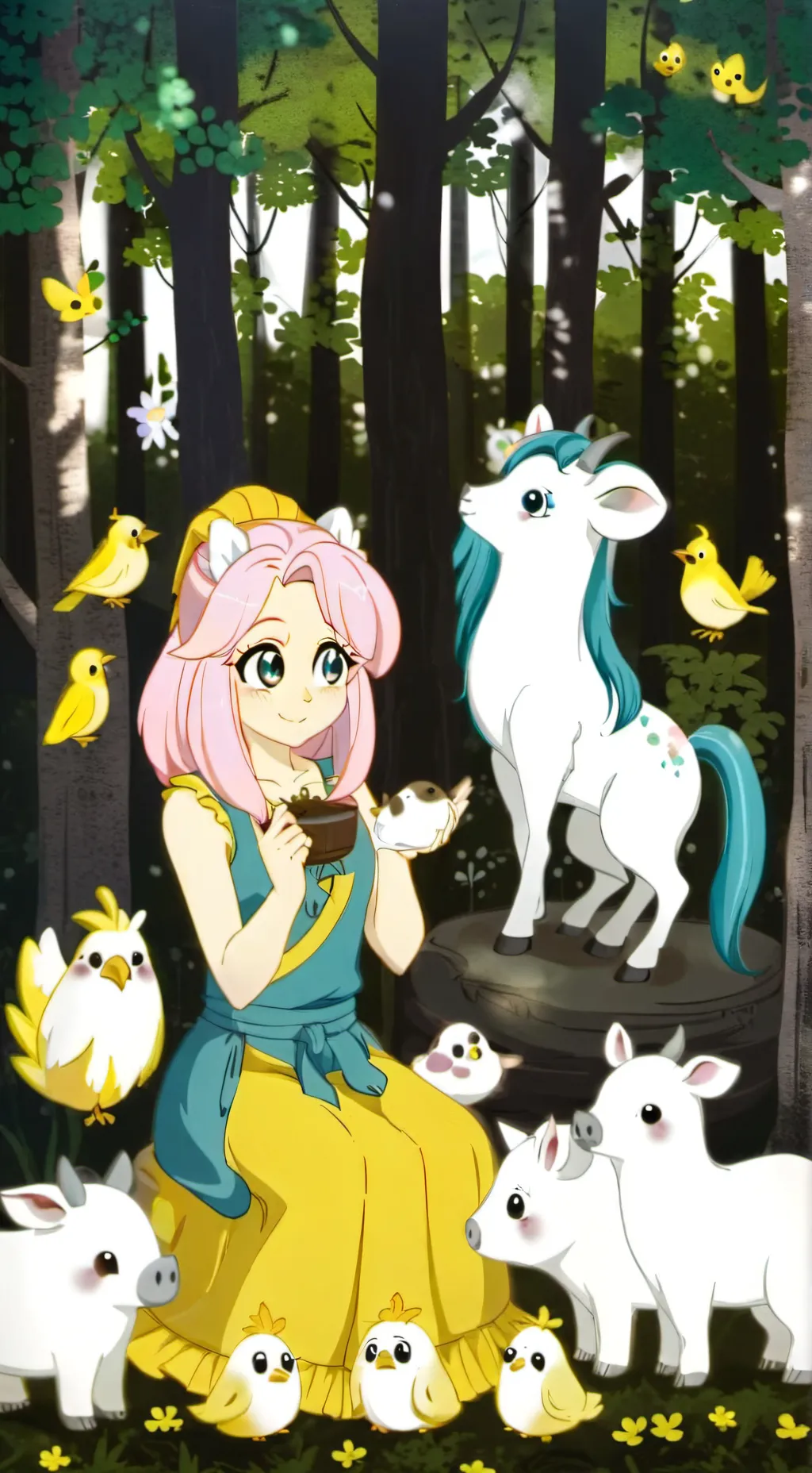 ai character: flutershy humana background