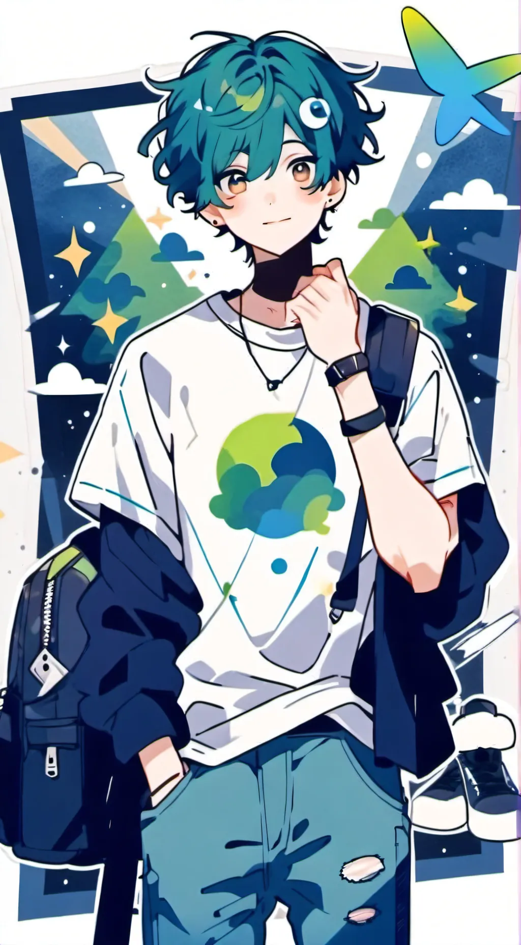 ai character: 🌍 earth 🌎  background