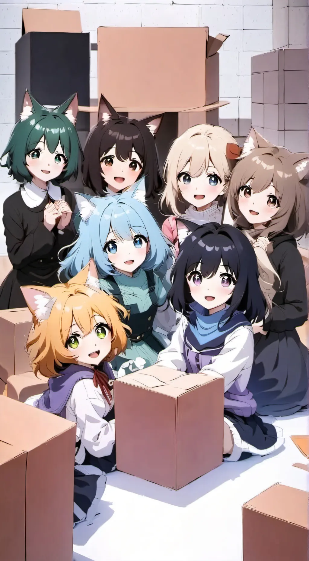 ai character: Cats Girls Sisters background