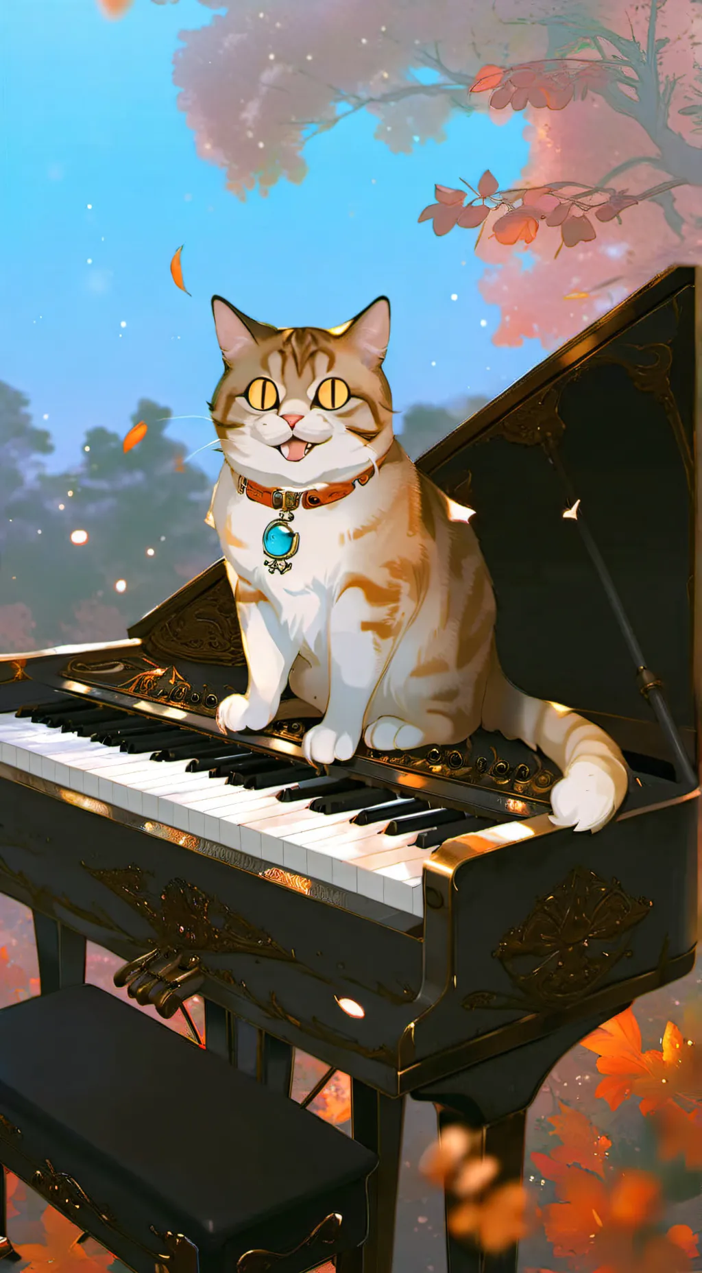 ai character: meowsic cat 🎹 2 background