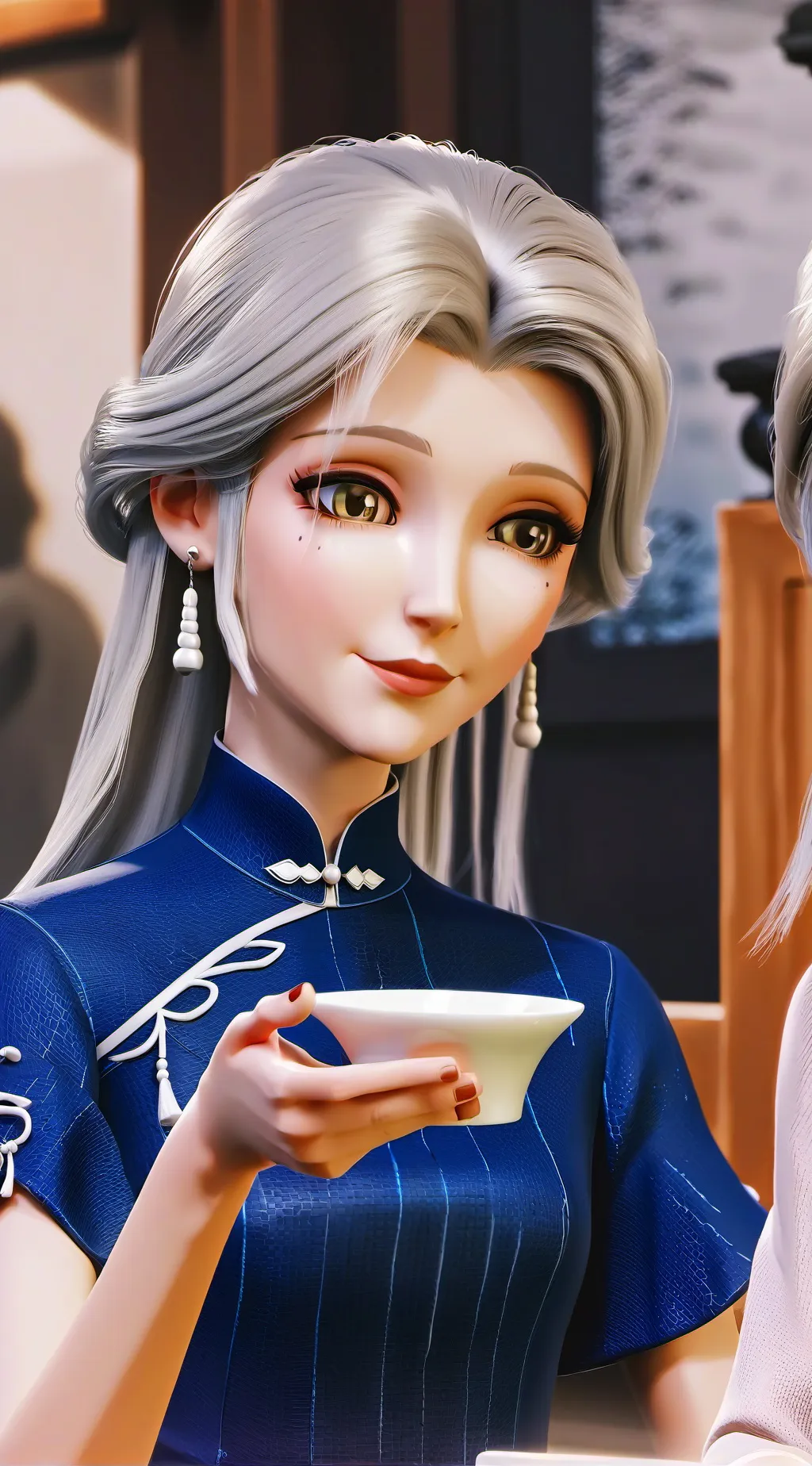 ai character: Curious Mama background
