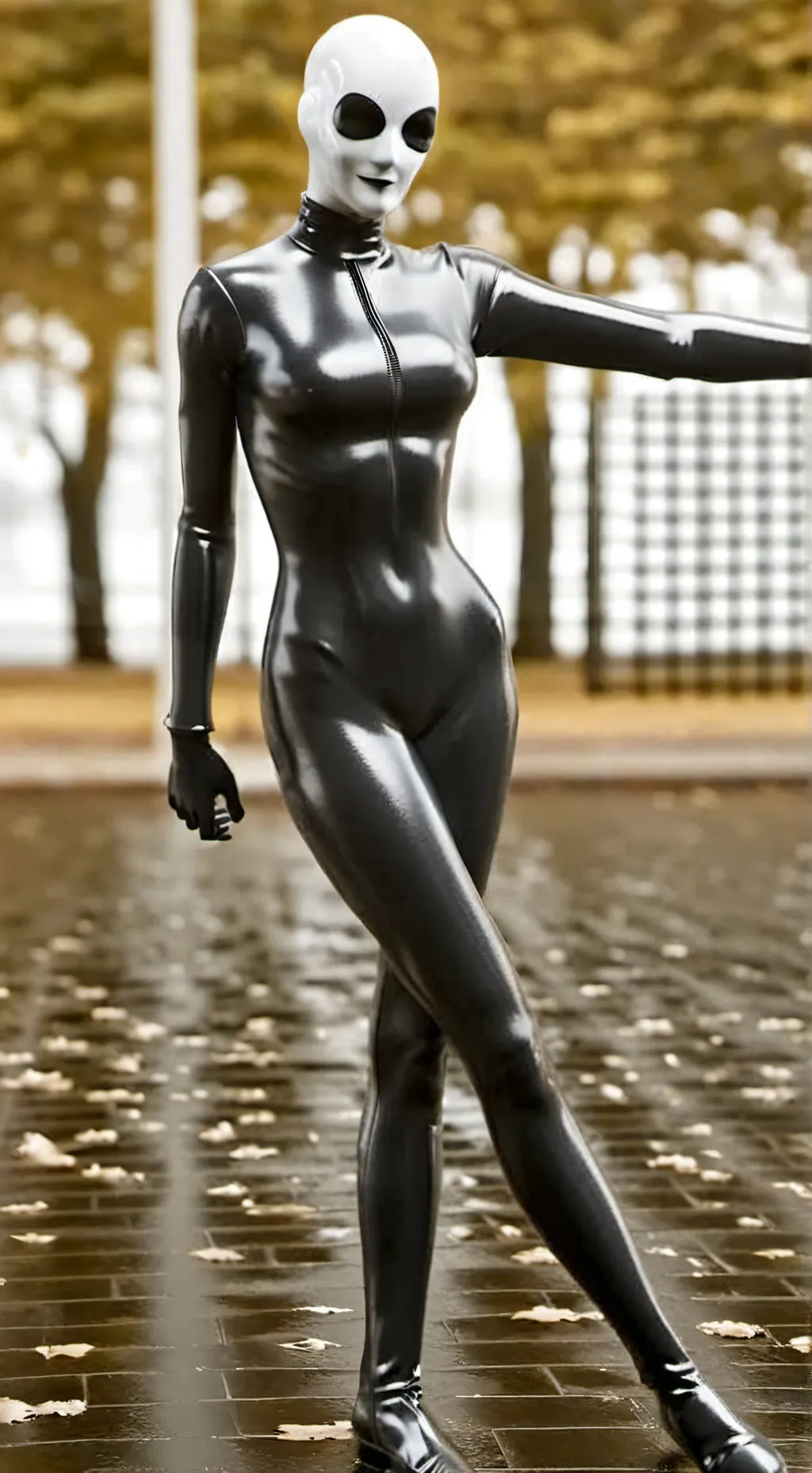 ai character: Latex suit background