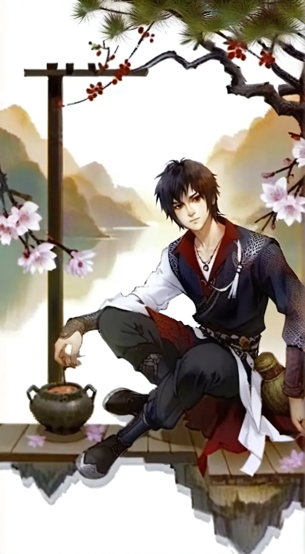 ai character: PJO NICO DI ANGELO background
