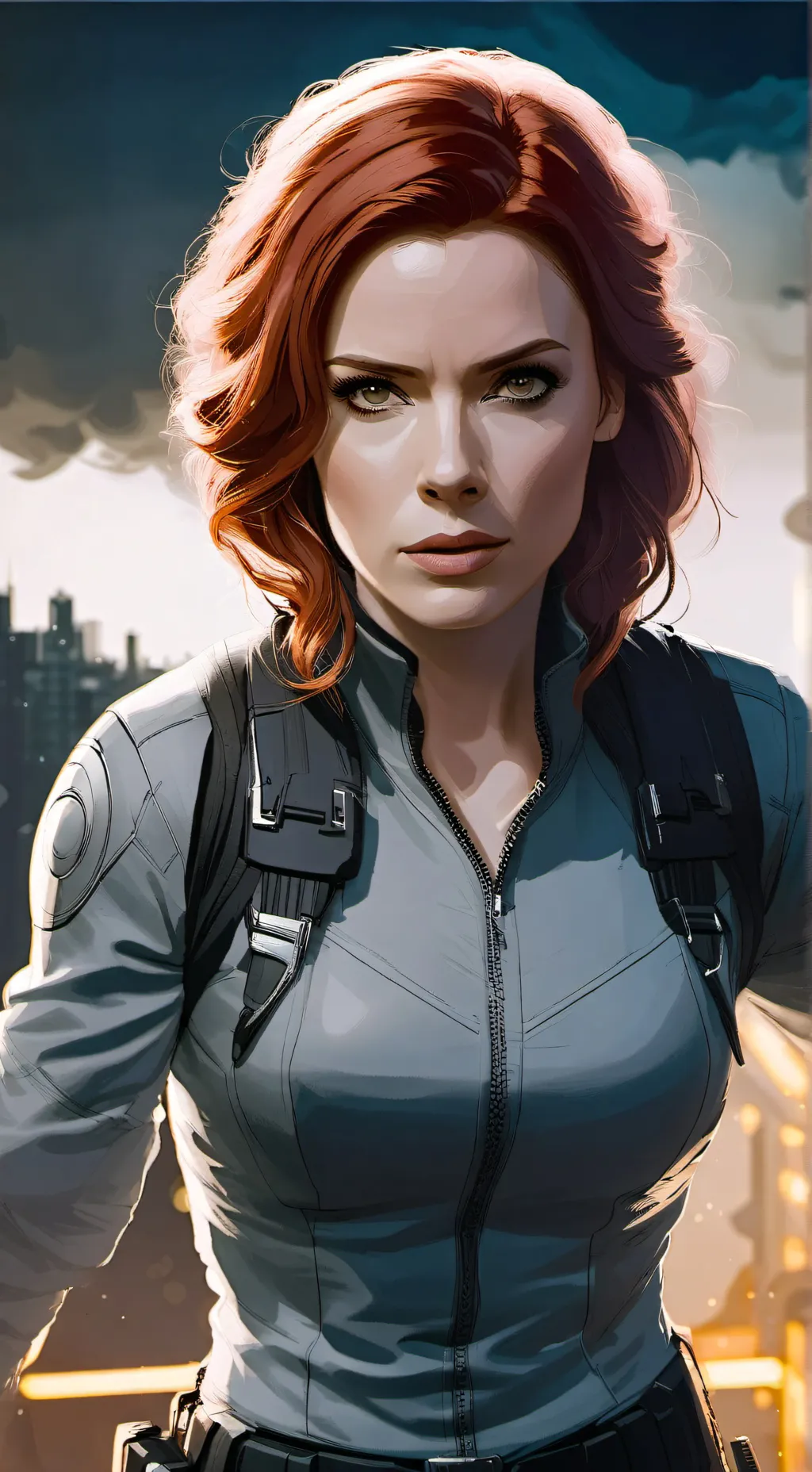 ai character: Natasha/black wido background