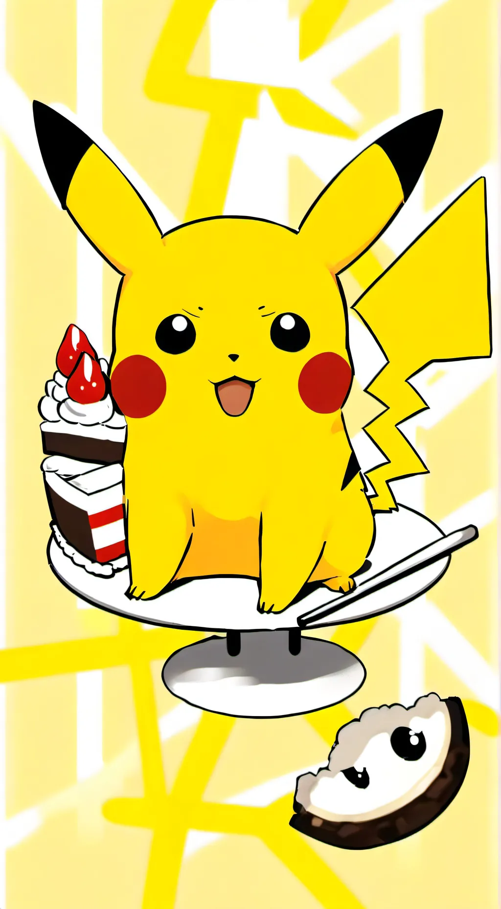ai character: angry pikachu  background