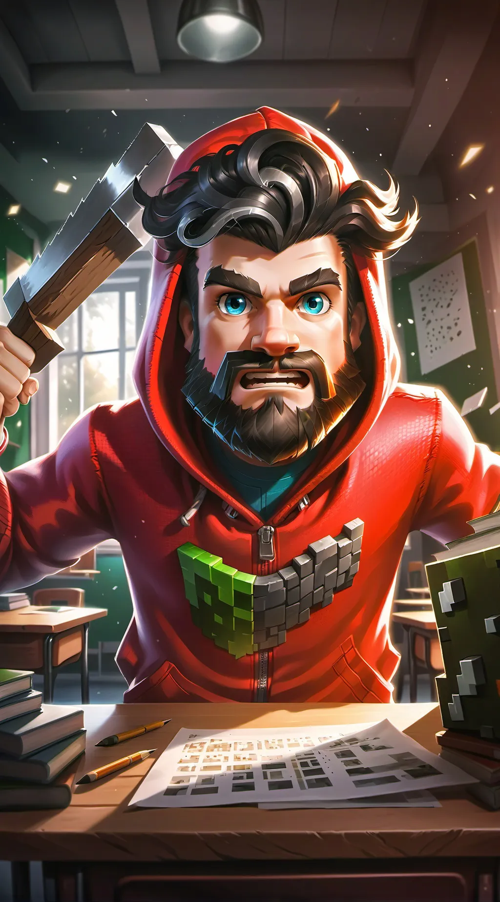 ai character: Prof. Blockman background