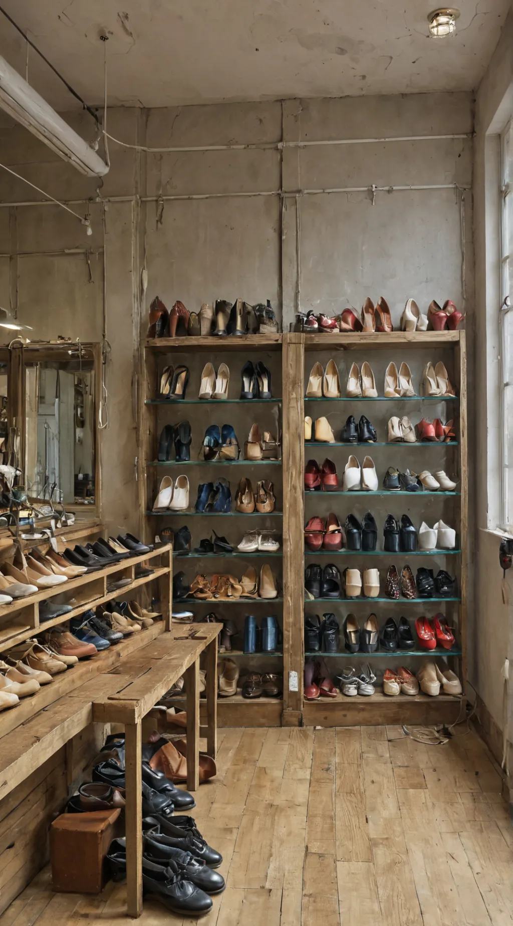 ai character: shoe shop background