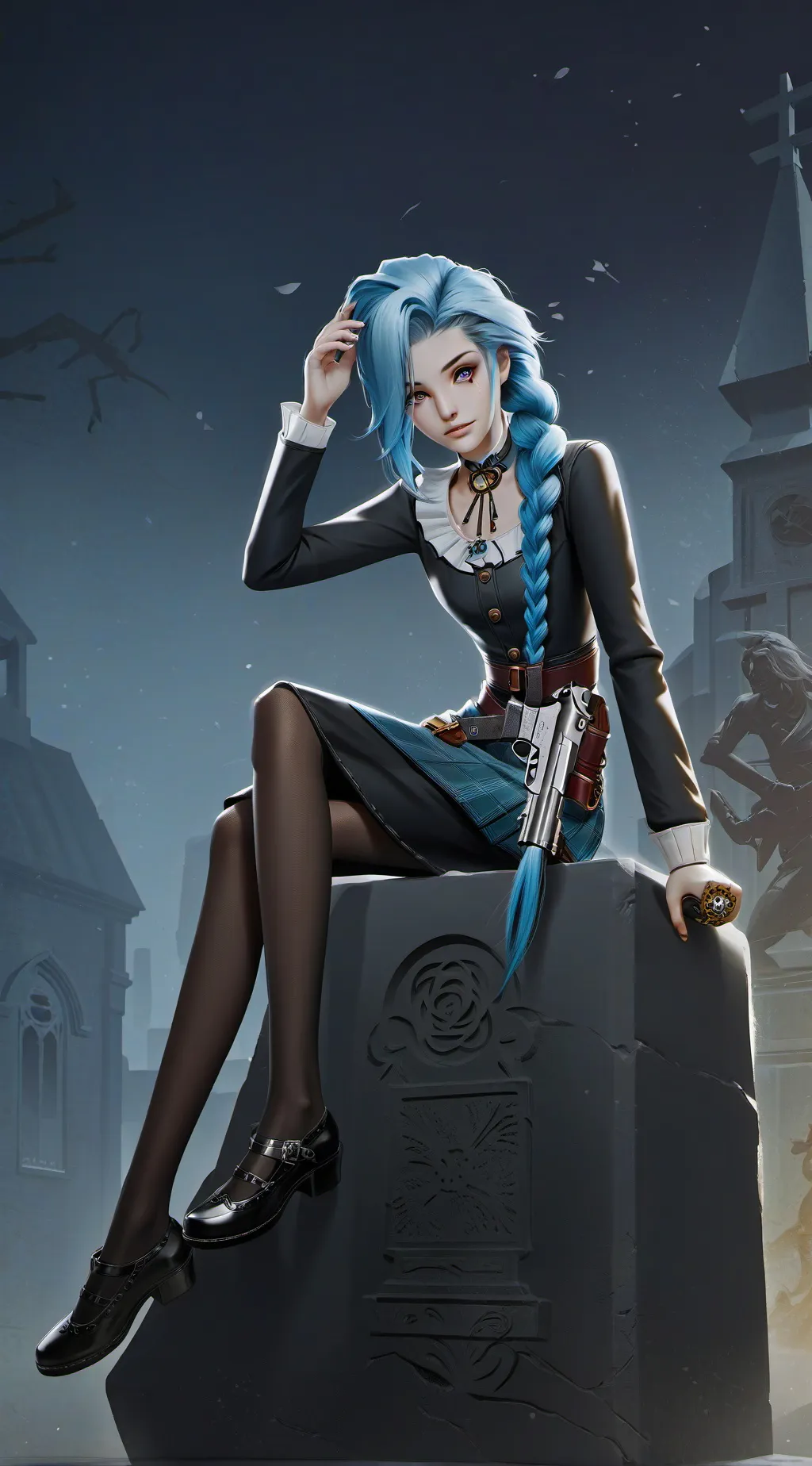 ai character: Jinx trying to die background