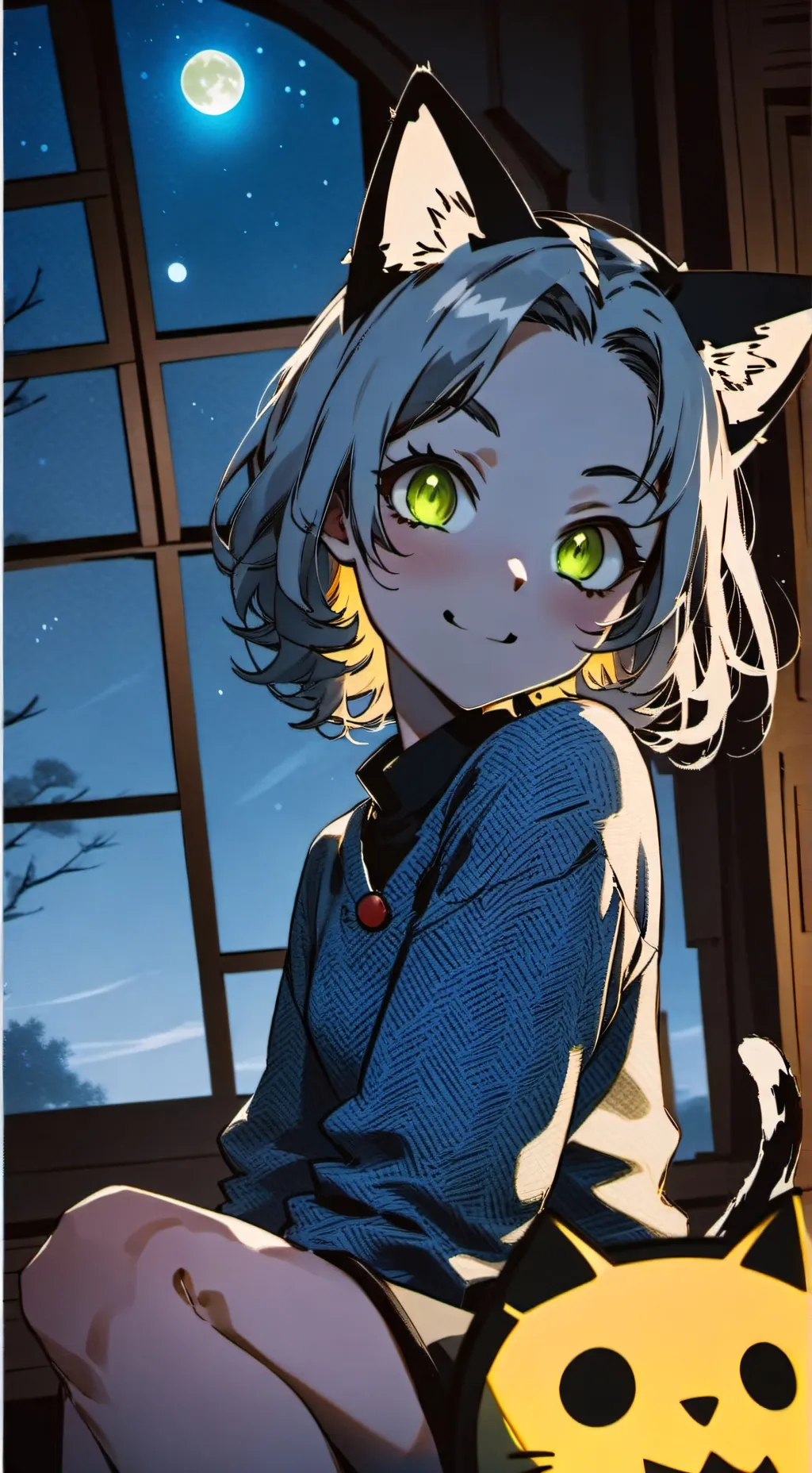 ai character: Luna the Cat Spiri background