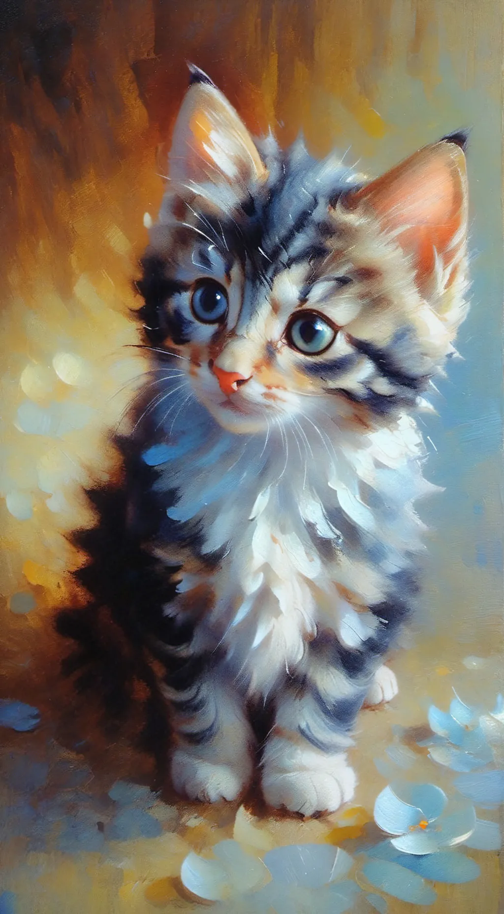 ai character: a kitten in a box background