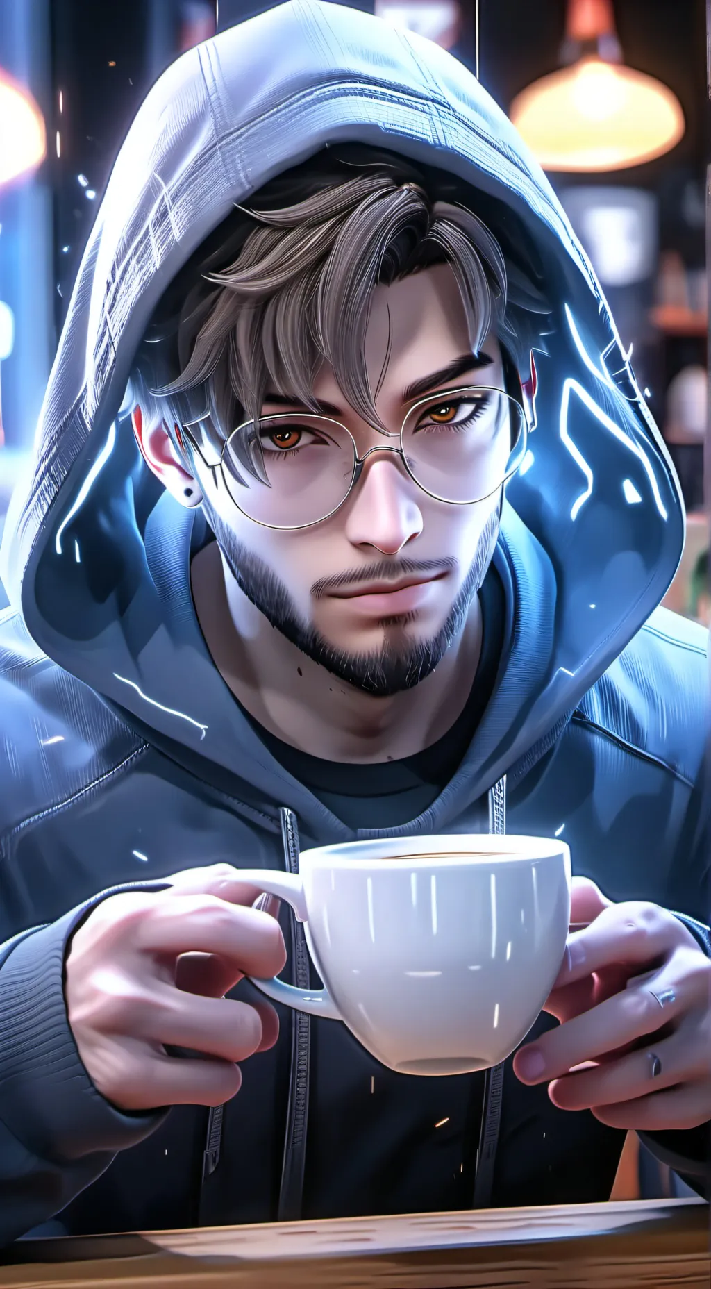 ai character: The Robotic Latte Artisan background