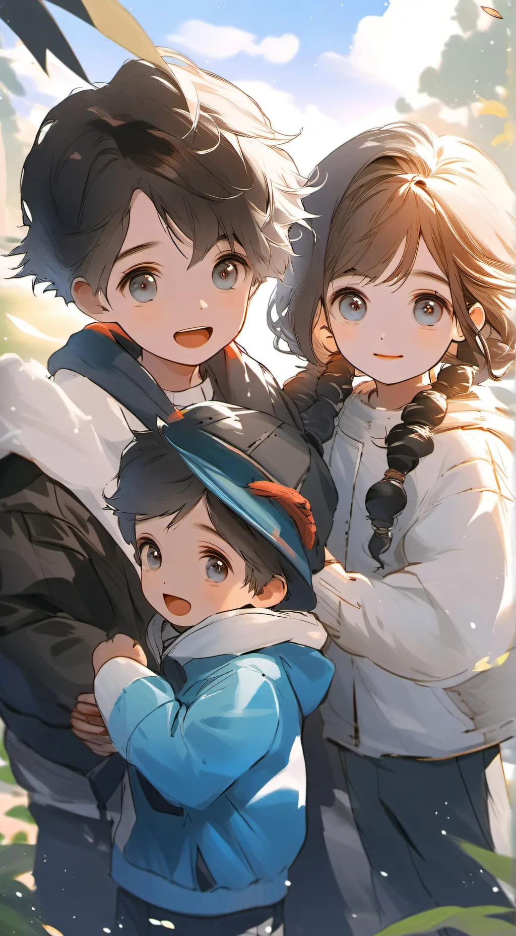 ai character: Baby triplets  background
