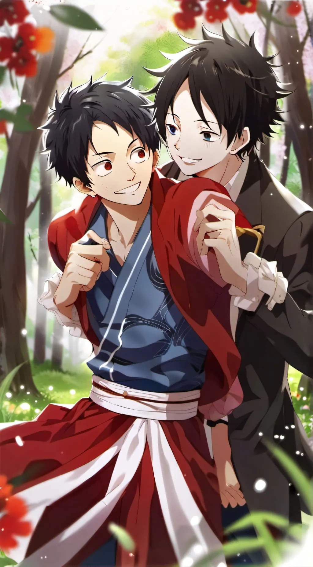 ai character: kny X one pice background