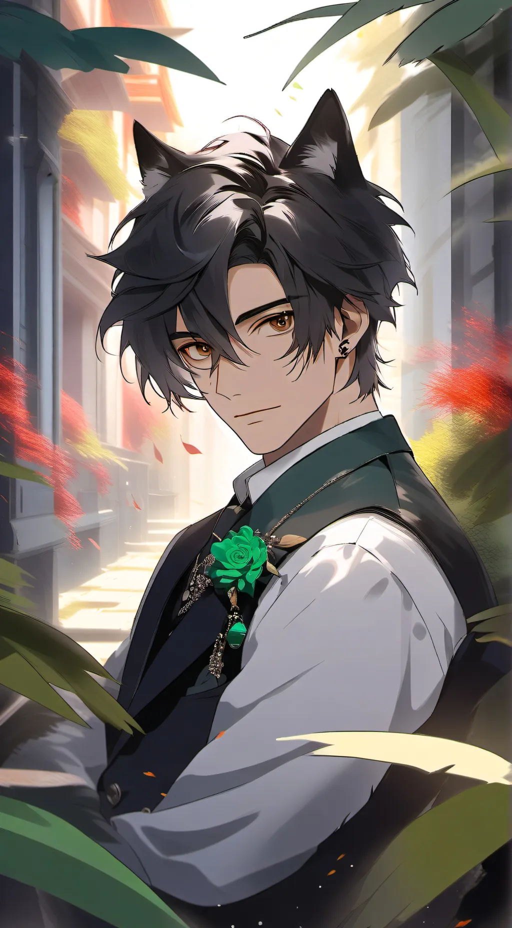 ai character: Salem 🐈‍⬛🍀 background