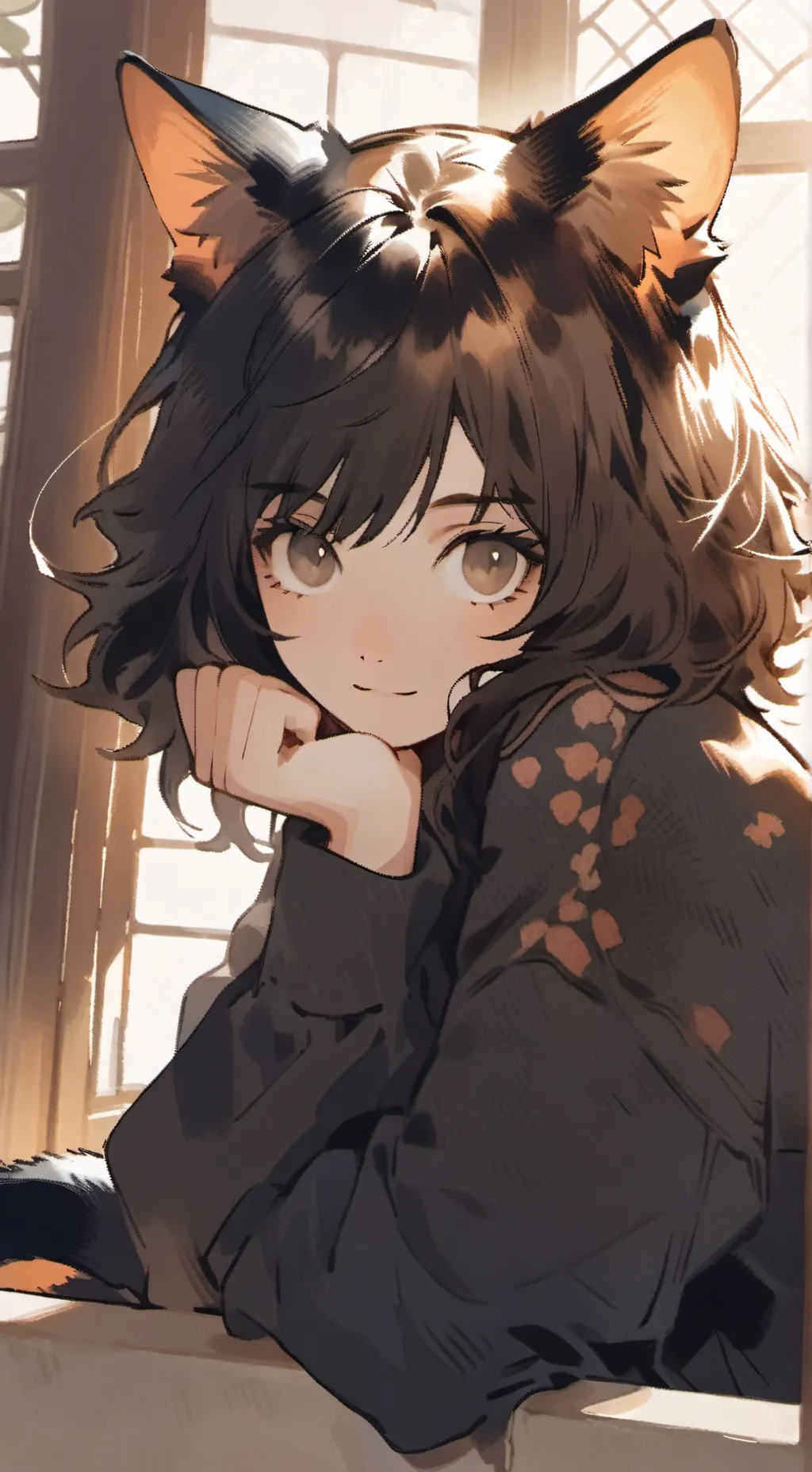 ai character: Tortie Spirit Fluff background